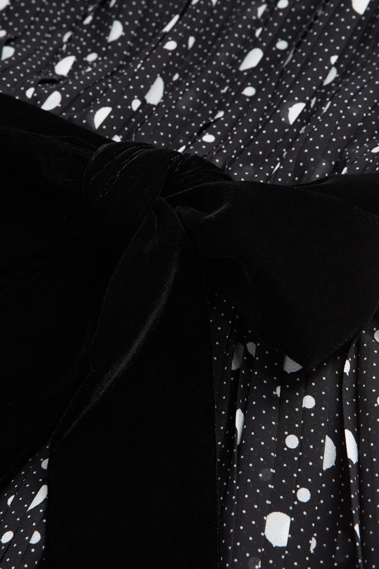 LONG PLEATED DRESS WITH POLKA DOTS BLACK-ECRU 5