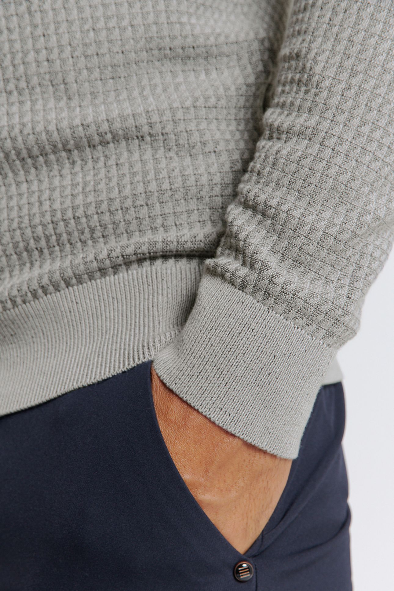 PULLOVER CREWNECK 2 COLOURED WAFFLE JACQUARD GREY 7