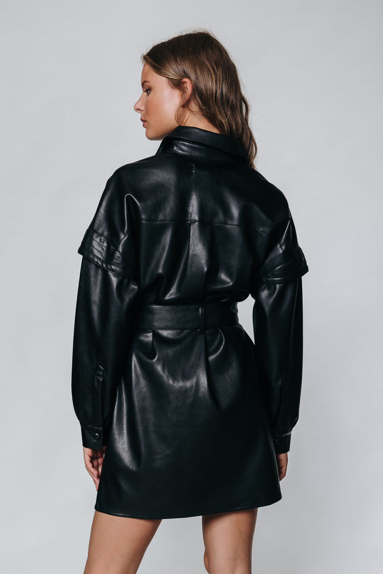 DARIN VEGAN LEATHER DRESS BLACK 2