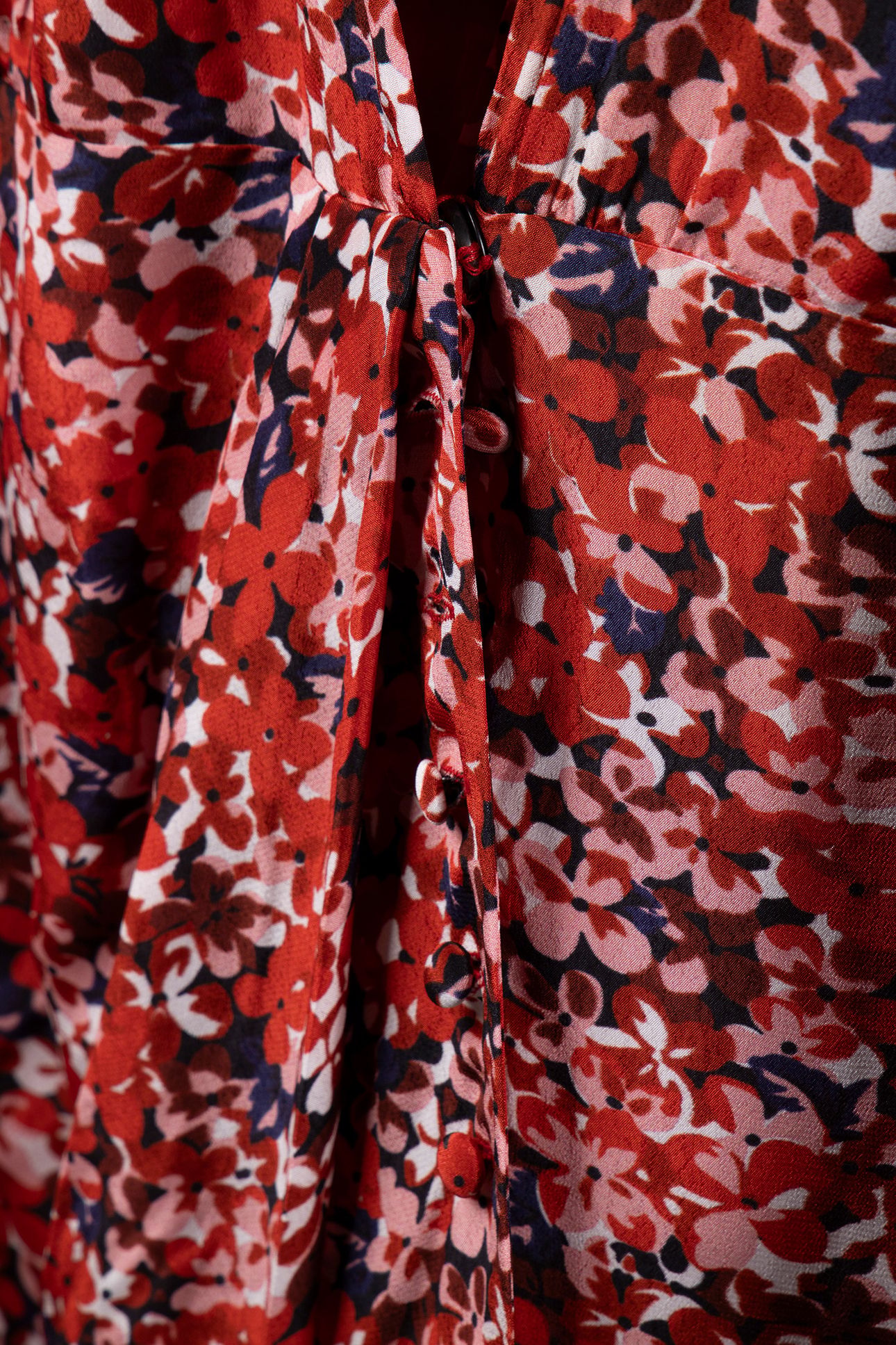 BURNING FLOWER PATTERN LONG SLEEVE DRESS RED 4