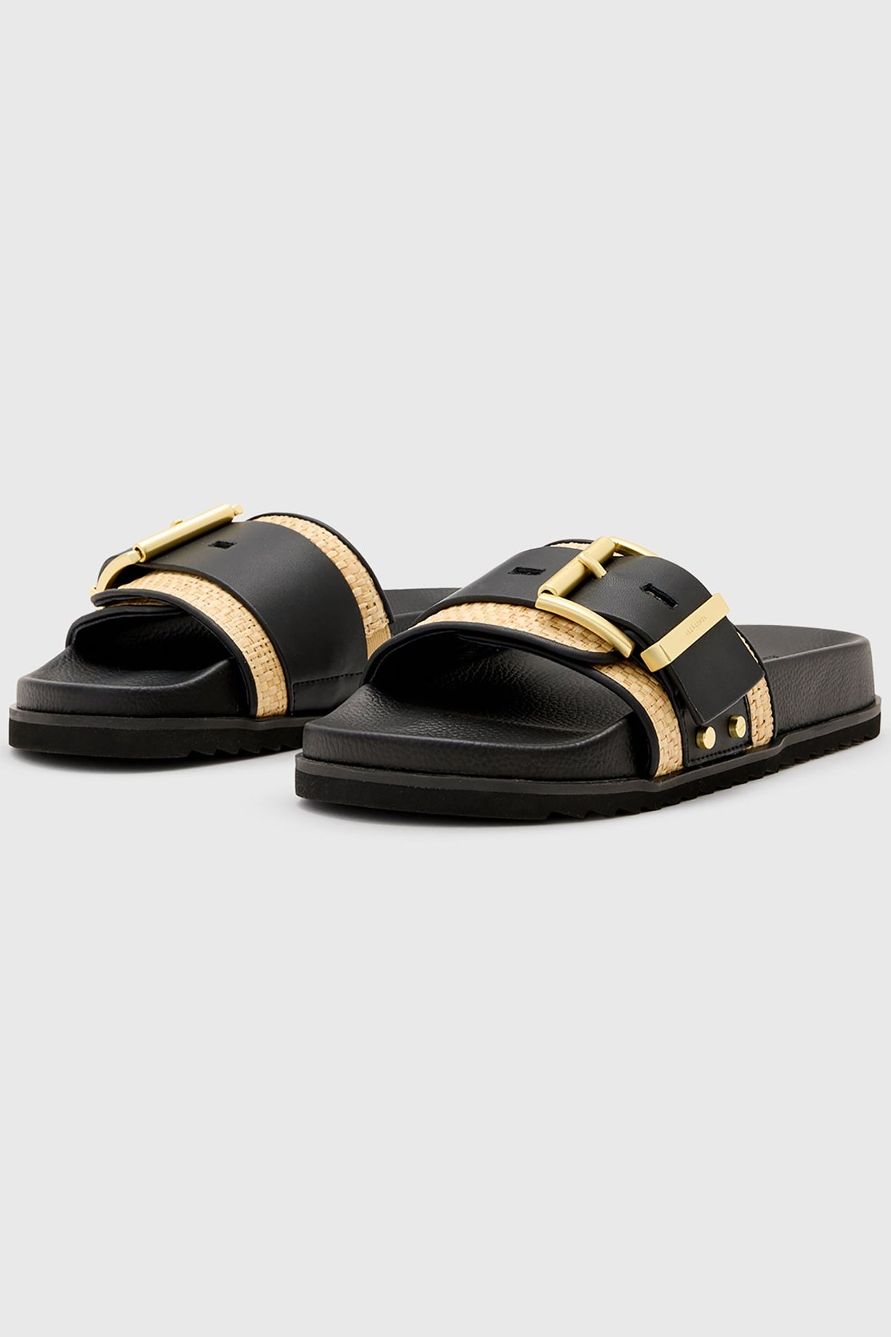 ELLIE RAFFIA SLIDER NATURAL/BLACK 3