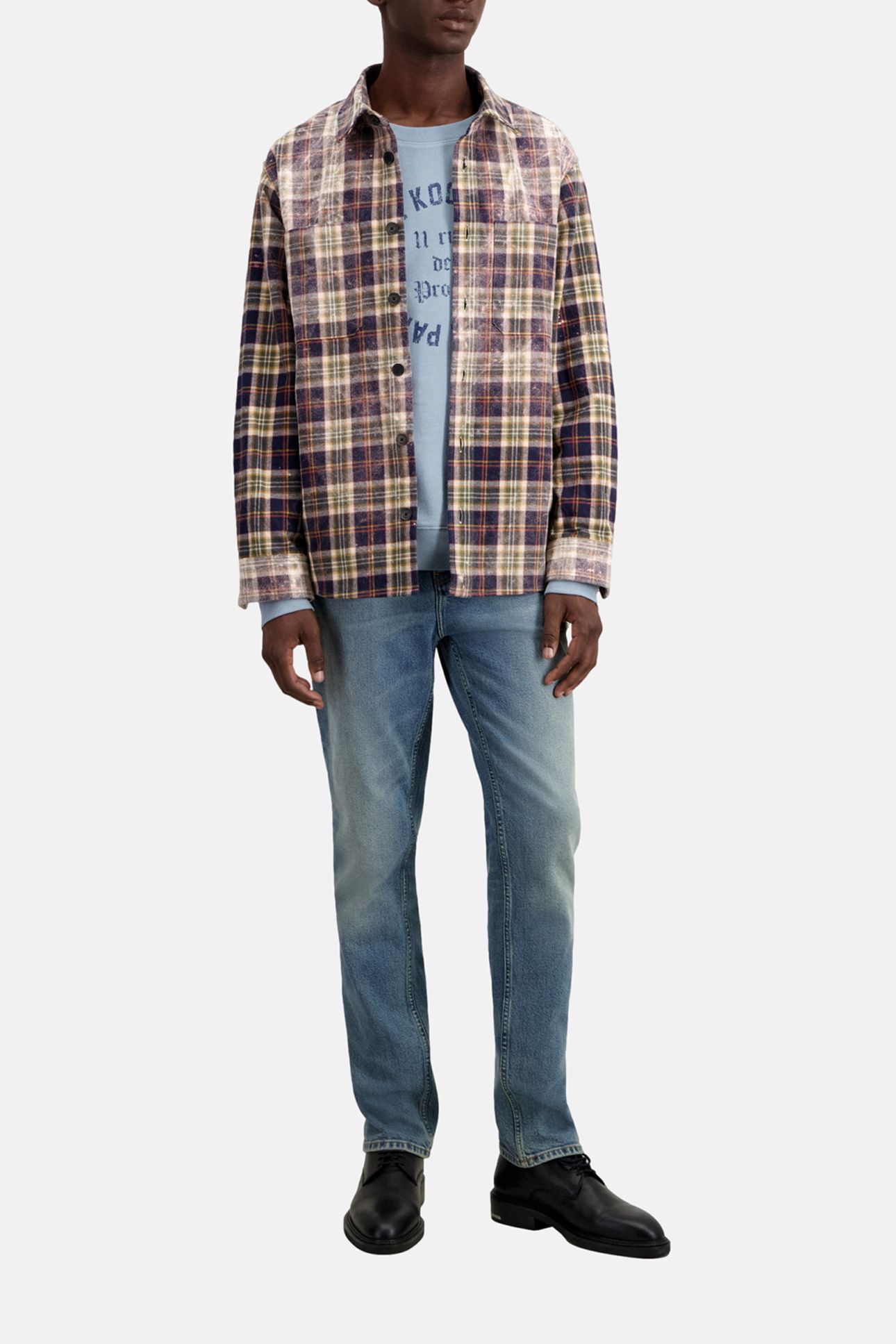 LONG SLEEVE SHIRT MIDDLE GREY ECRU 4