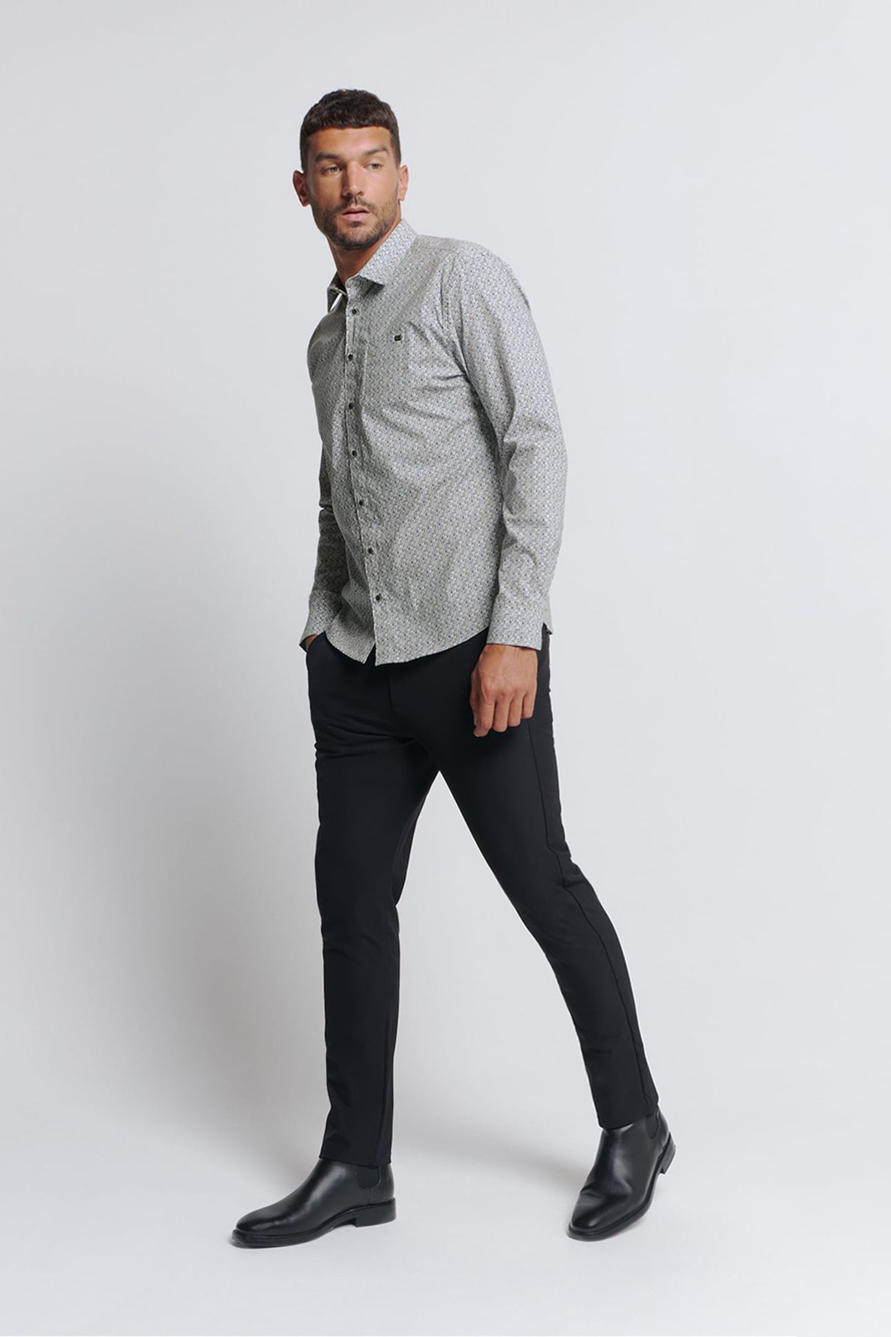 SHIRT STRETCH ALLOVER PRINTED OFFWHITE 3