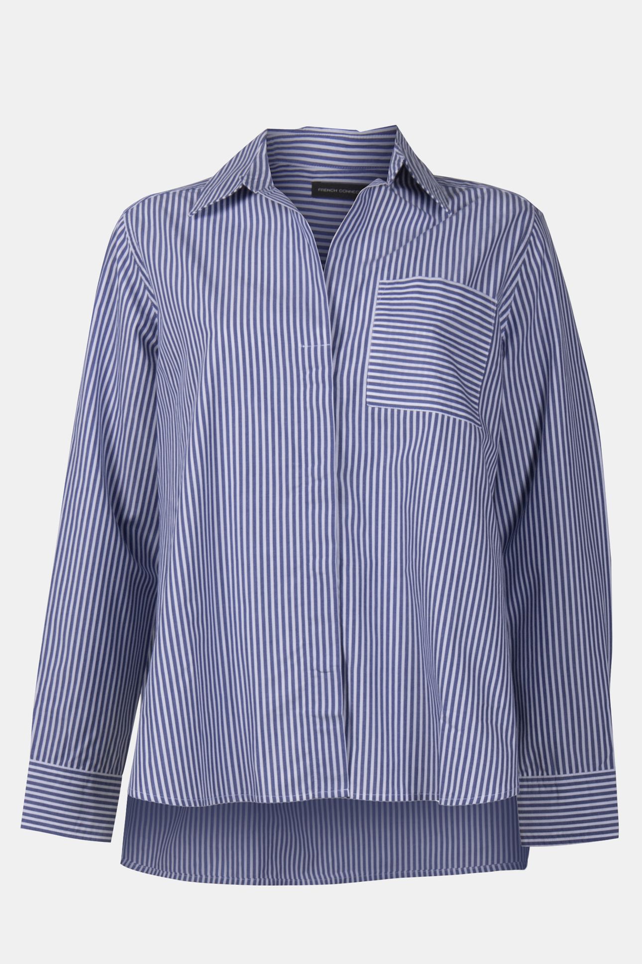STRIPE POPOVER BUTTON THROUGH BLUE/WHT TICKING STP 3