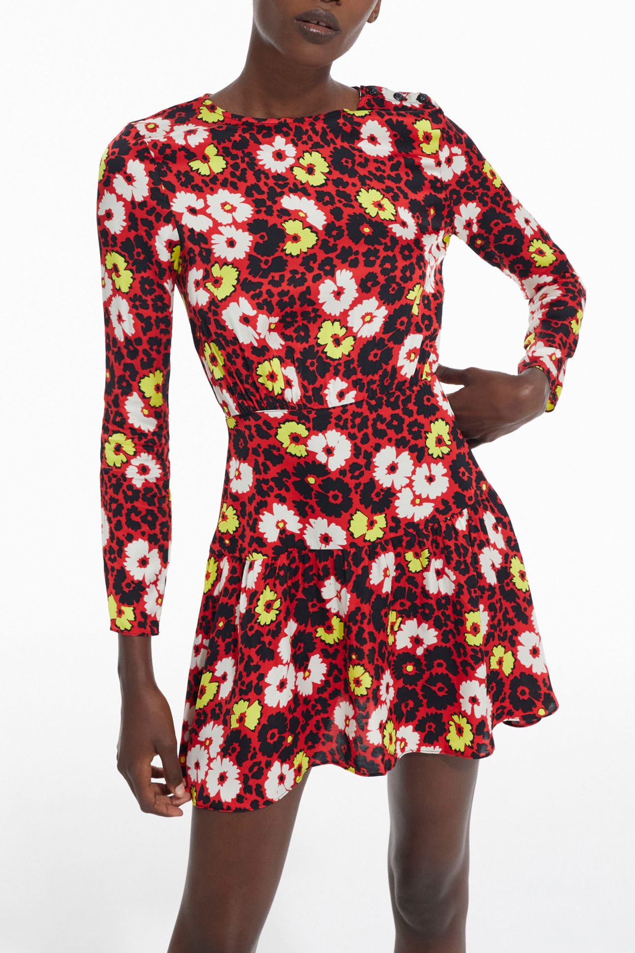 WILD BLOSSOM SHORT DRESS RED/YELLOW 1