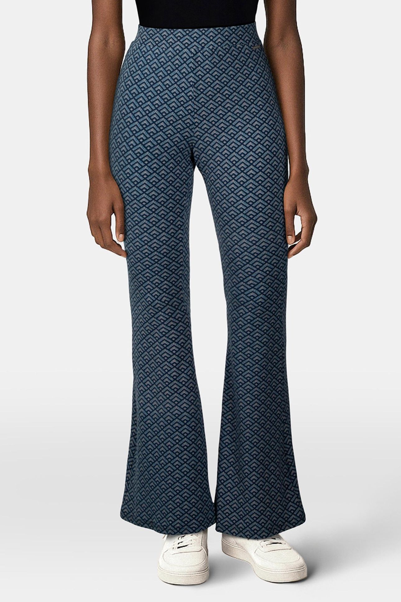 SMALL GEO PEACHED EXTRA FLARE PANTS DARK PETROL 1