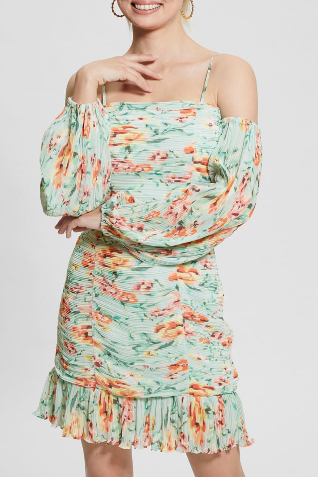 GUESS ECO LS TIFFANY DRESS ROSE MEADOWS PRINT 1