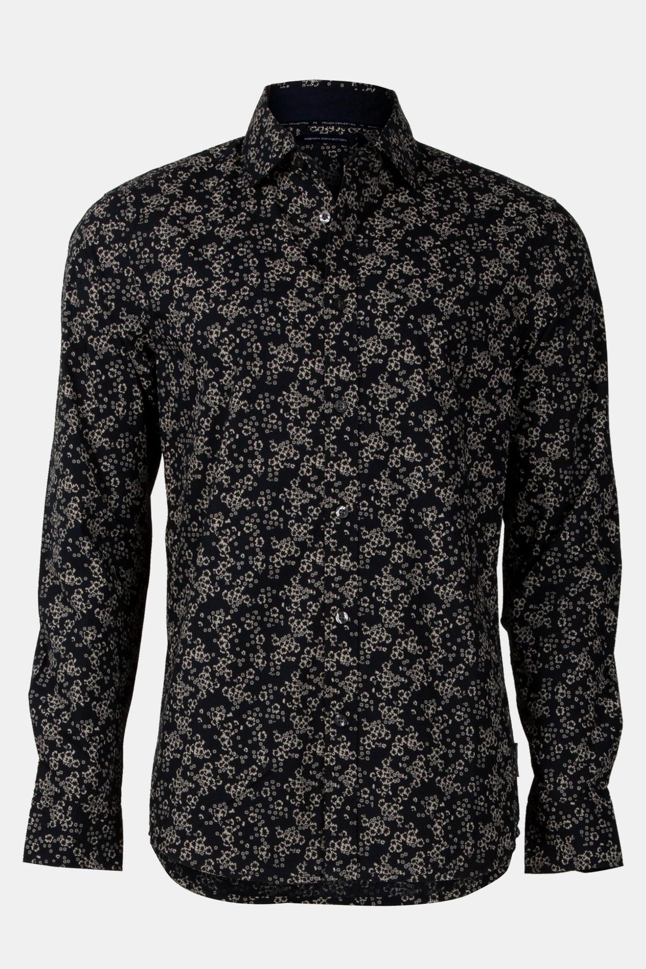 FLORAL CUT LONG SLEEVE SHIRT BLACK/STONE 4