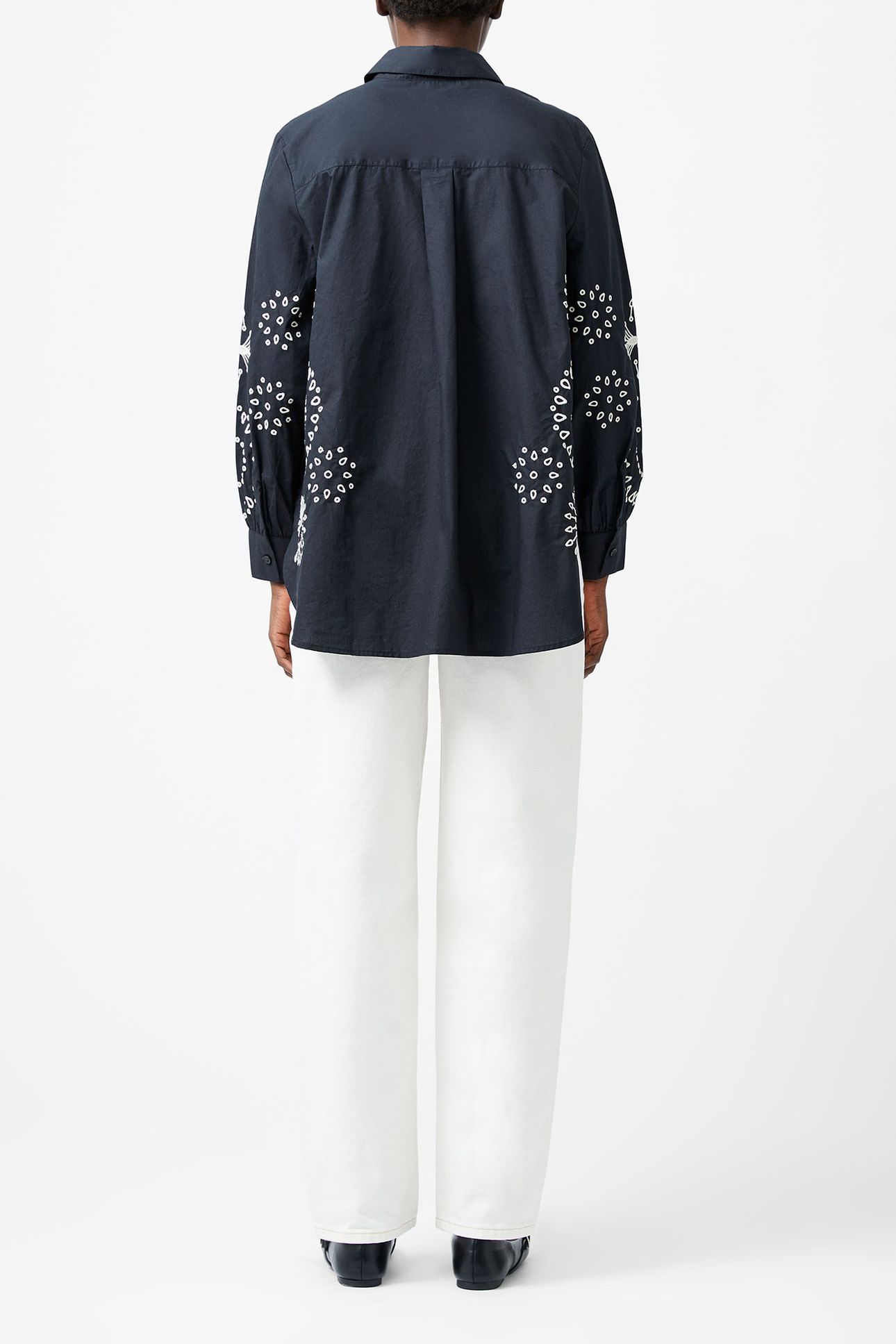 CAMBRIA COTTON EMBROIDERED TOP BLACK/CREAM 2