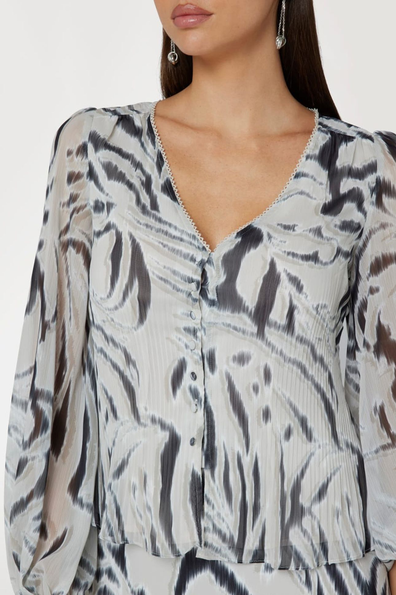 GUESS ECO YVETTE LS PLEATING T ZEBRA SKIN PRINT 8