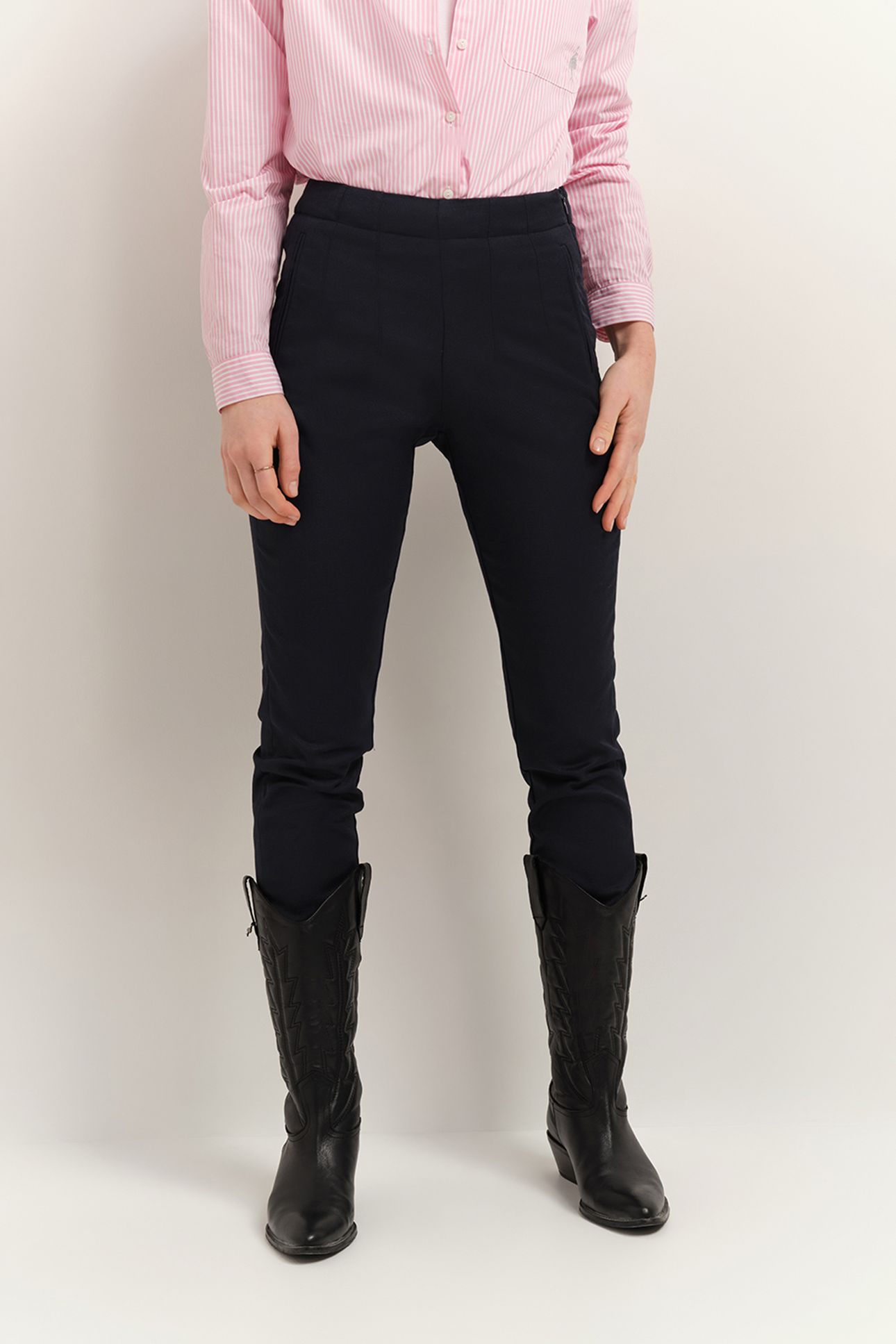 PETUNIA - UPCYCLED NAVY BLUE 7/8 CIGARETTE PANTS 1
