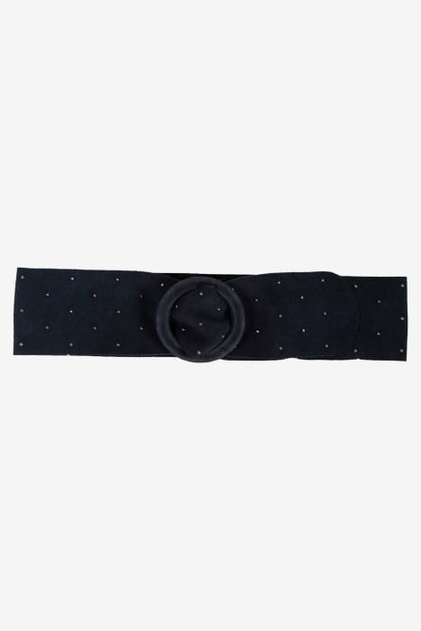 NAVY VELVET LEATHER BELT WITH MICRO STUD DECORATION 1
