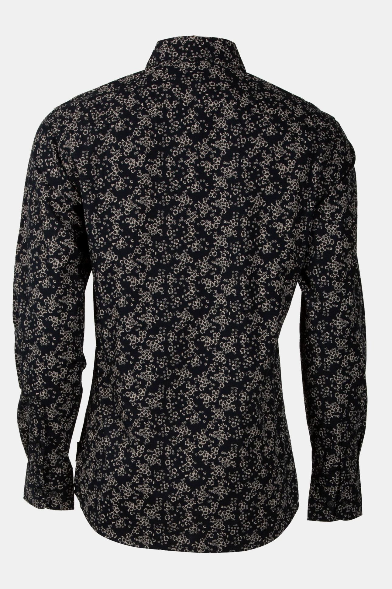 FLORAL CUT LONG SLEEVE SHIRT BLACK/STONE 5