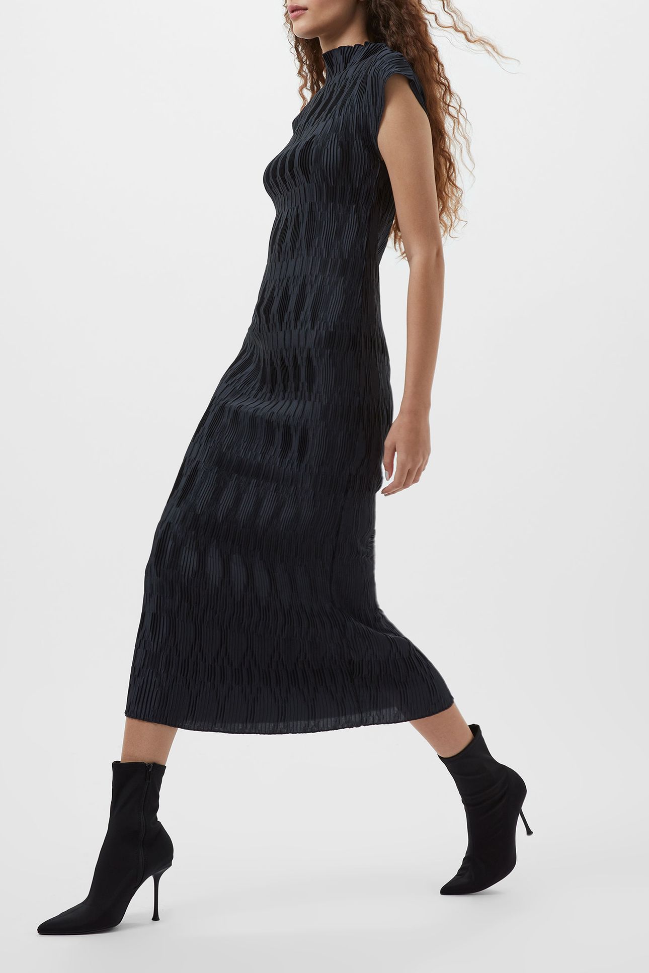 MOIRA PLEATED DRESS NAVY 3