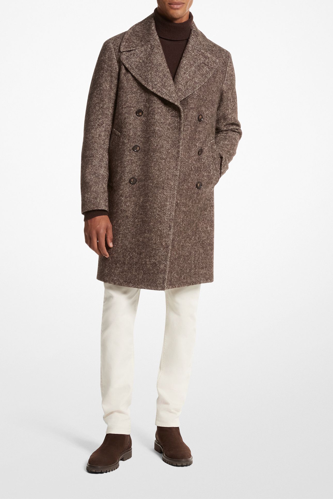 DOUBLE BREASTED PEACOAT COAT IN  CHOCOLATE 1