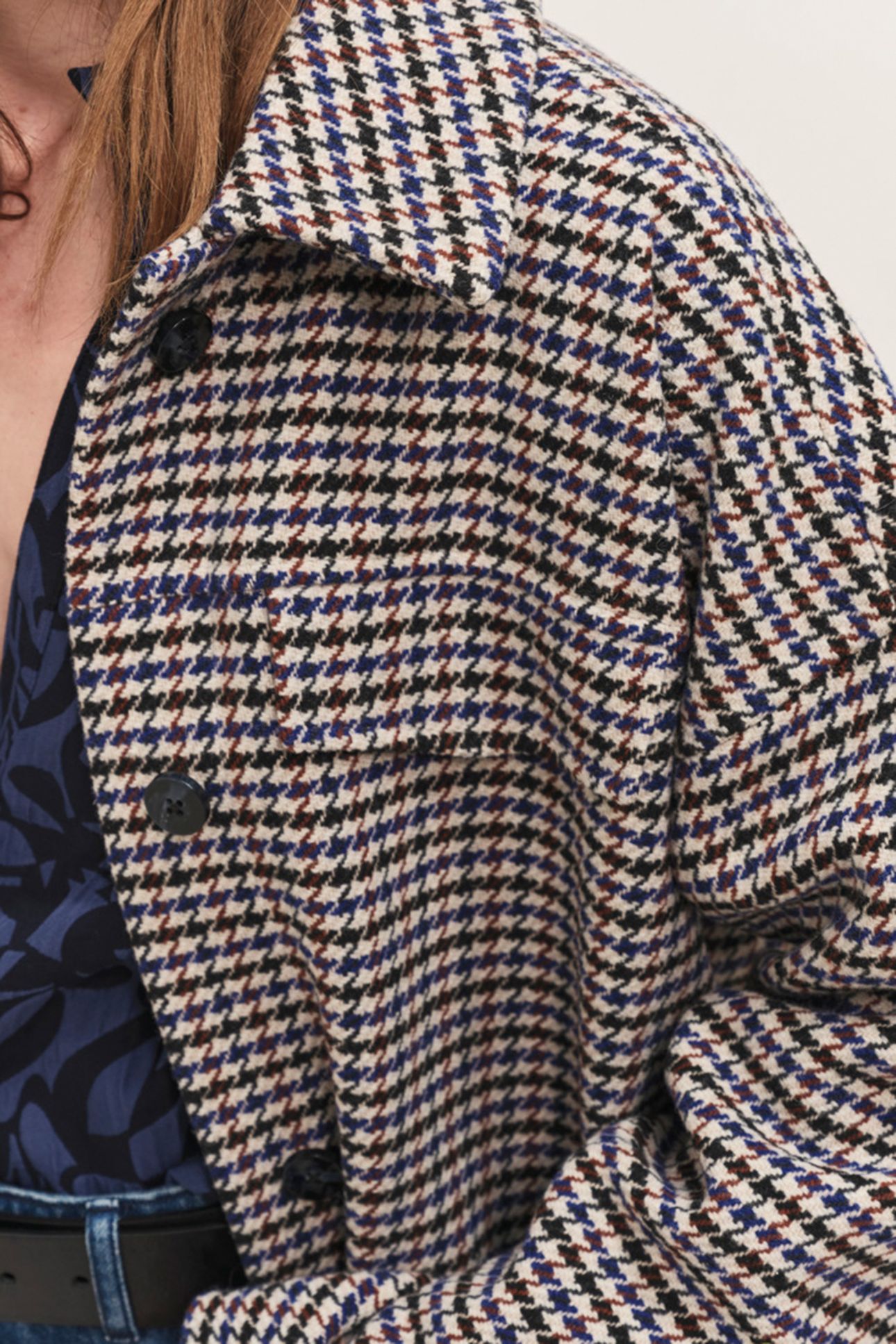 DOMINO - SANDCASTLE WOOL COAT WITH HOUNDSTOOTH PATTERN 4