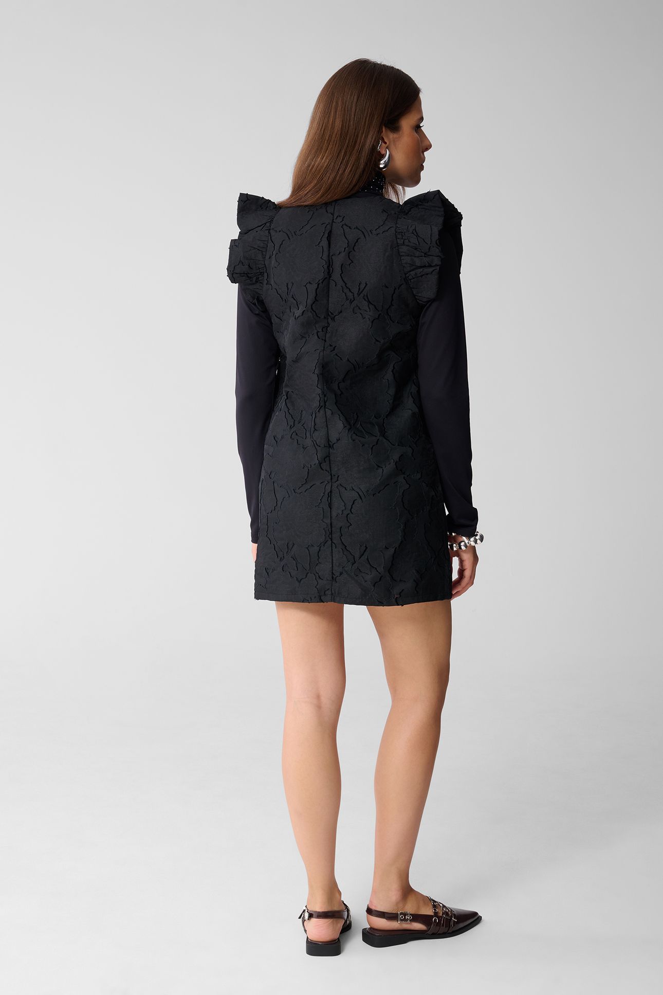 LA-SBSTUDIO JACQUARD SLEEVELESS DRESS BLACK 2