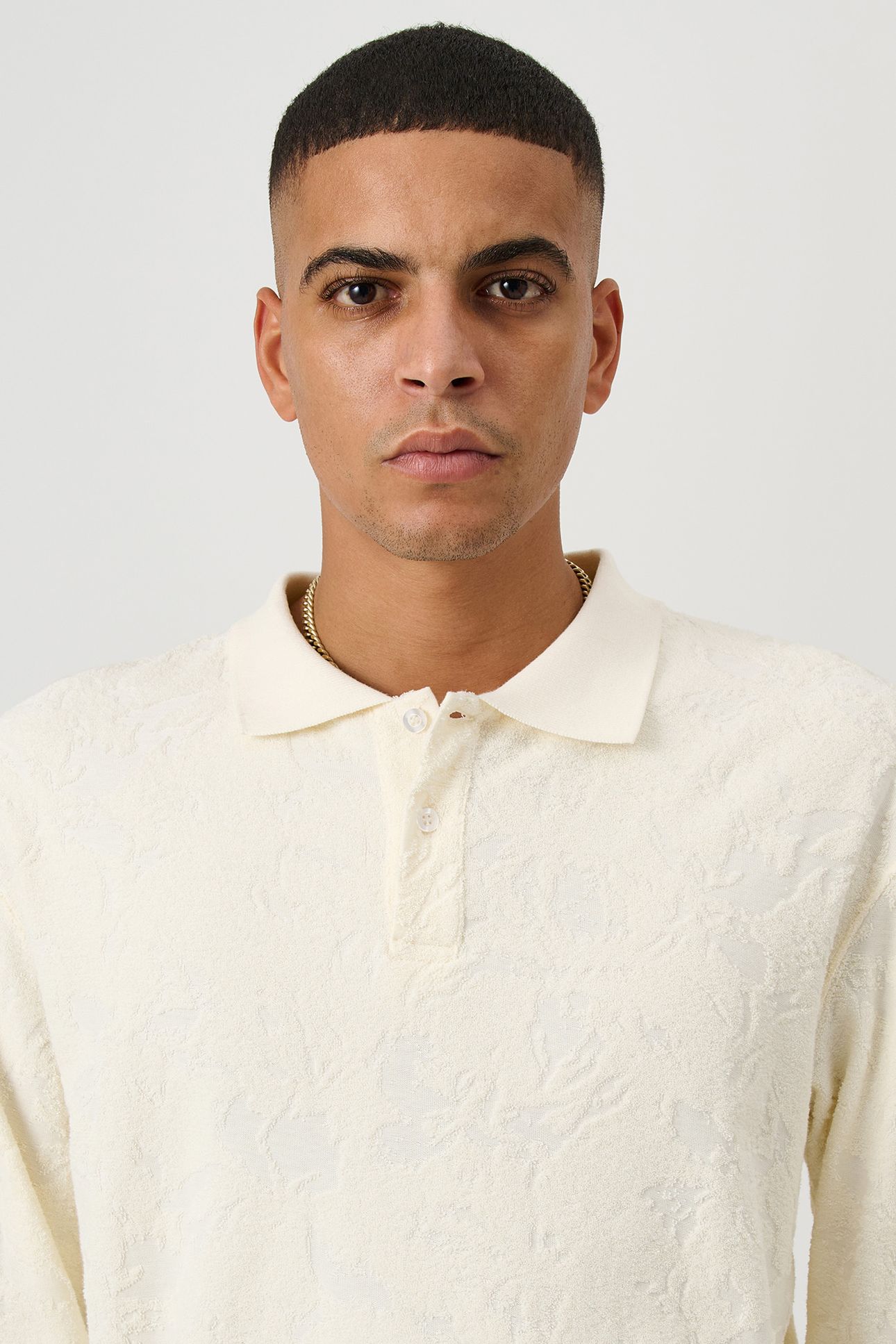 ROBERT PLUSH L/S POLO SHIRT OFF WHITE 7