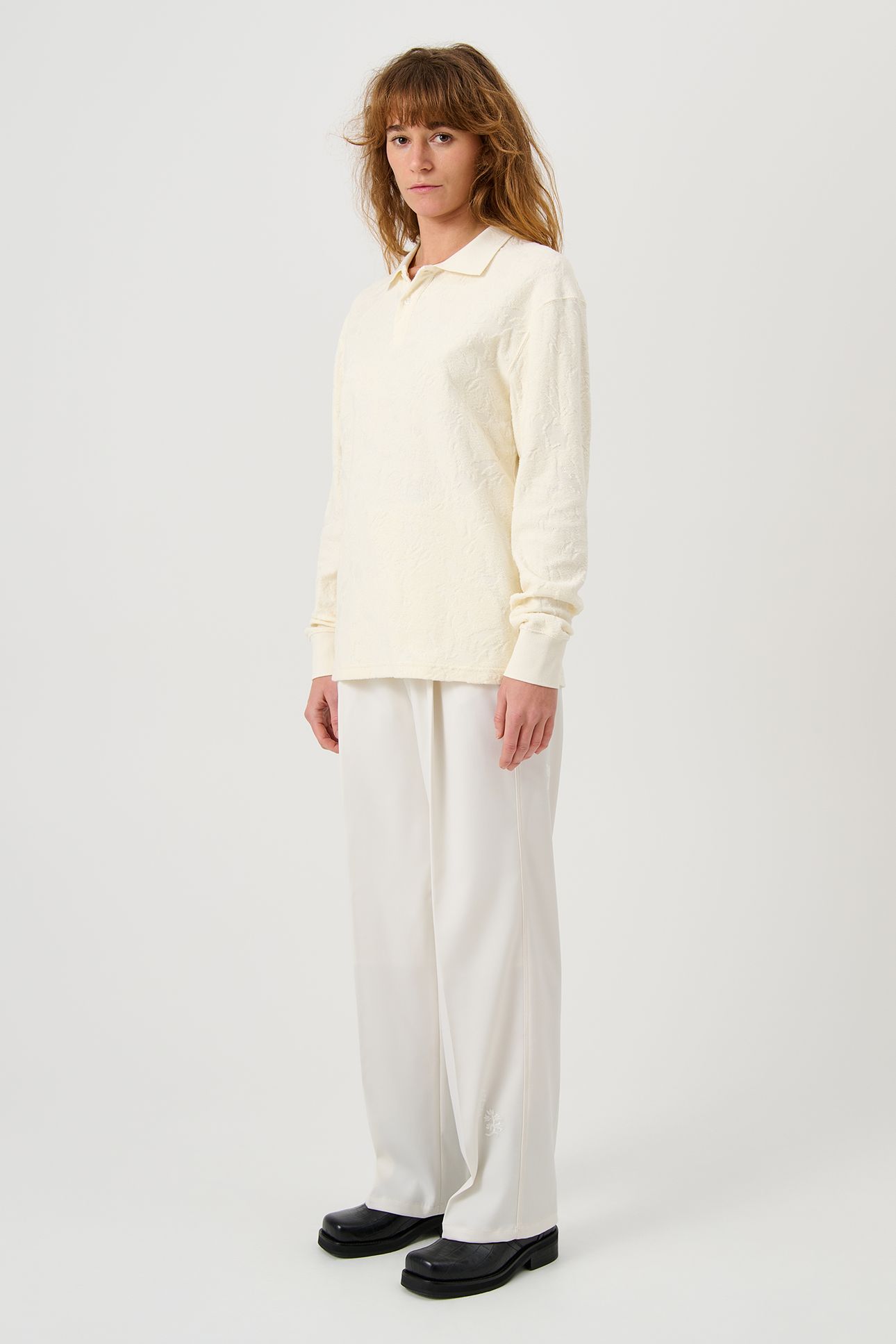 ROBERT PLUSH L/S POLO SHIRT OFF WHITE 3