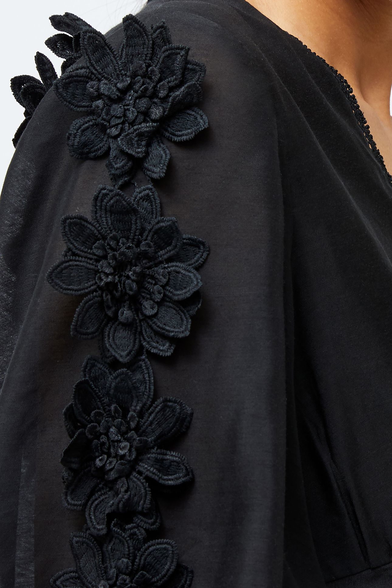 AUBREY 3D LACE TRIM MINI DRESS BLACK 4