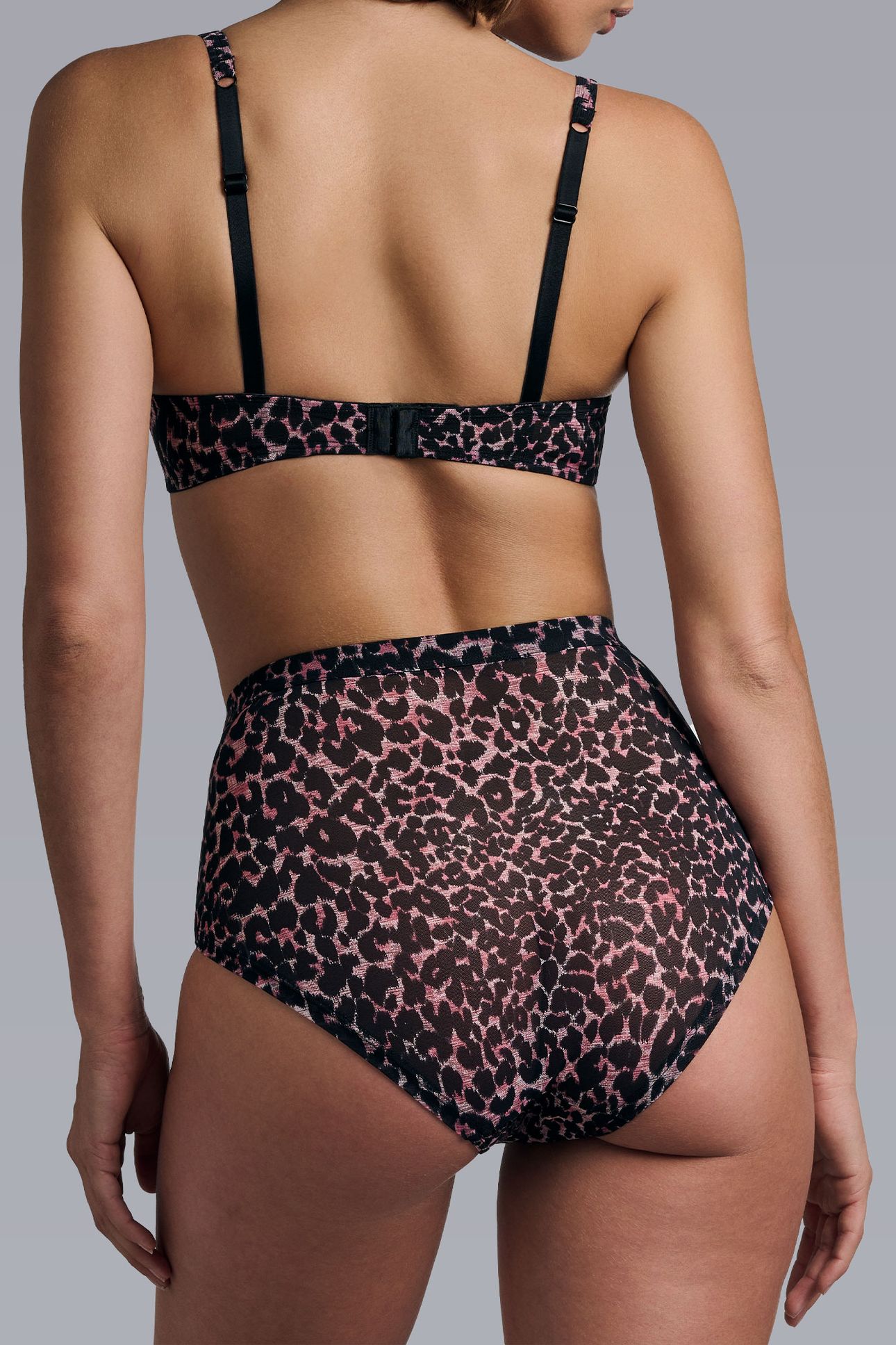 NIGHT FEVER BLACK PINK LEOPARD BALCONY BRA 6