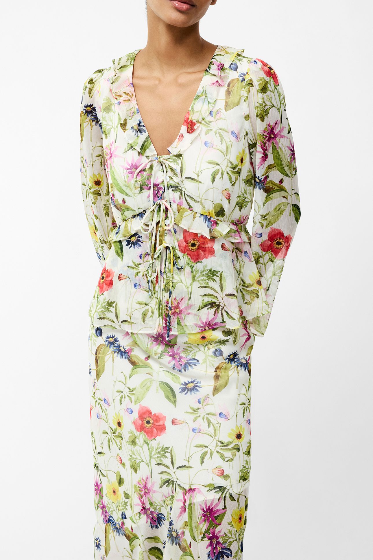 MONICA HALLIE CRINKLE BLOUSE WHITE MULTI 1