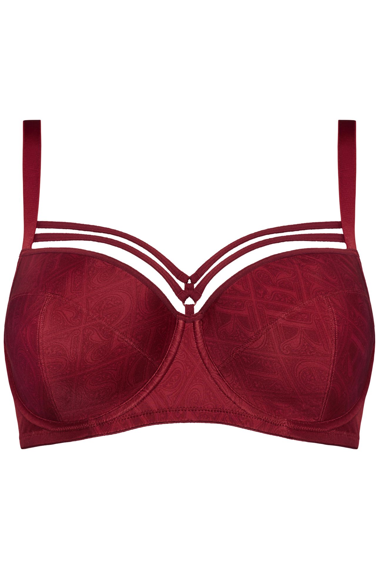 SEDUCTION CABERNET PRINT PLUNGE BALCONY BRA 2