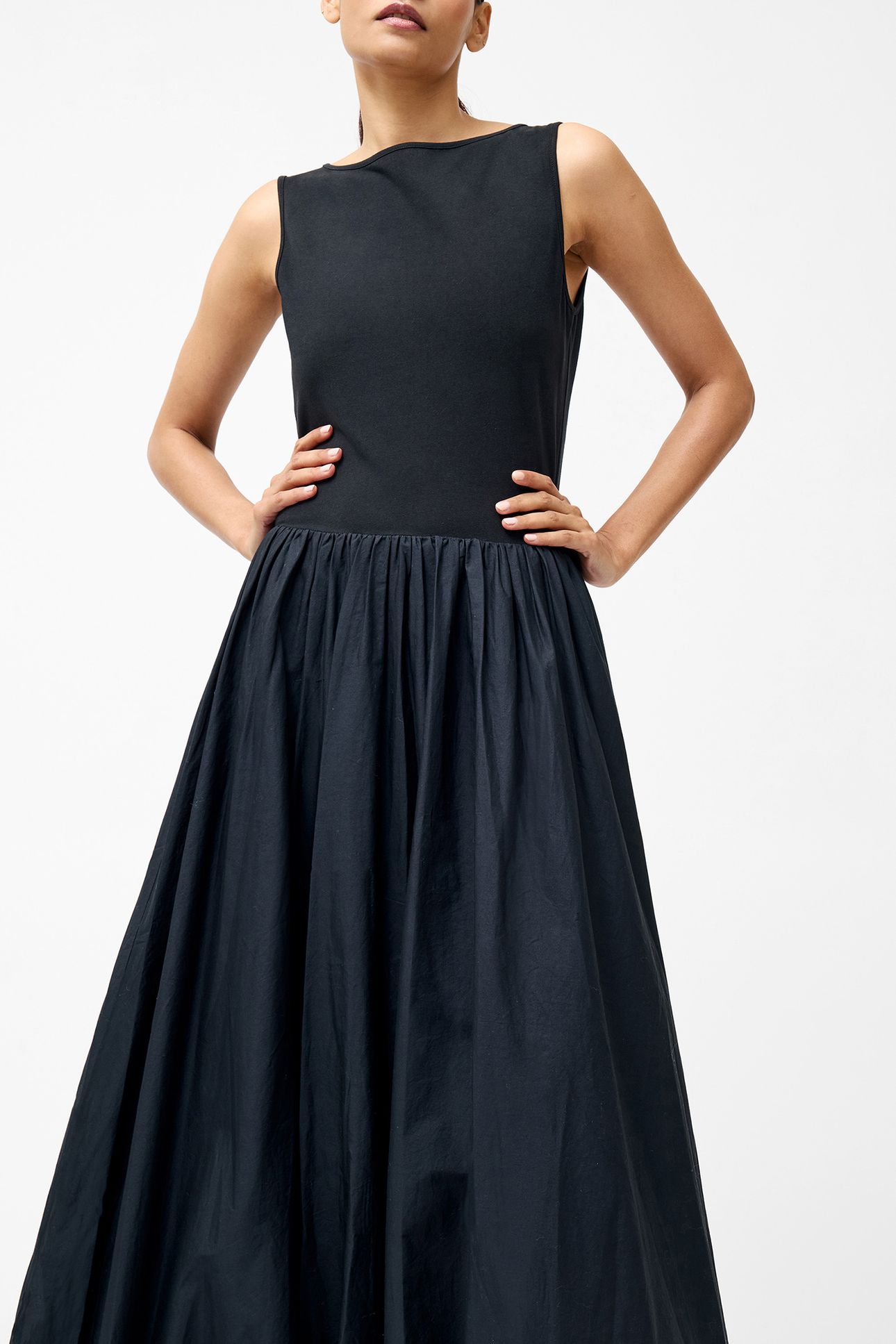 PHOEBE JERSEY WOVEN MIX MIDI BLACK 4