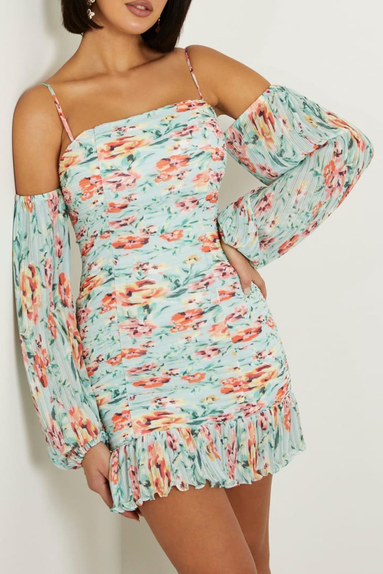 GUESS ECO LS TIFFANY DRESS ROSE MEADOWS PRINT 8