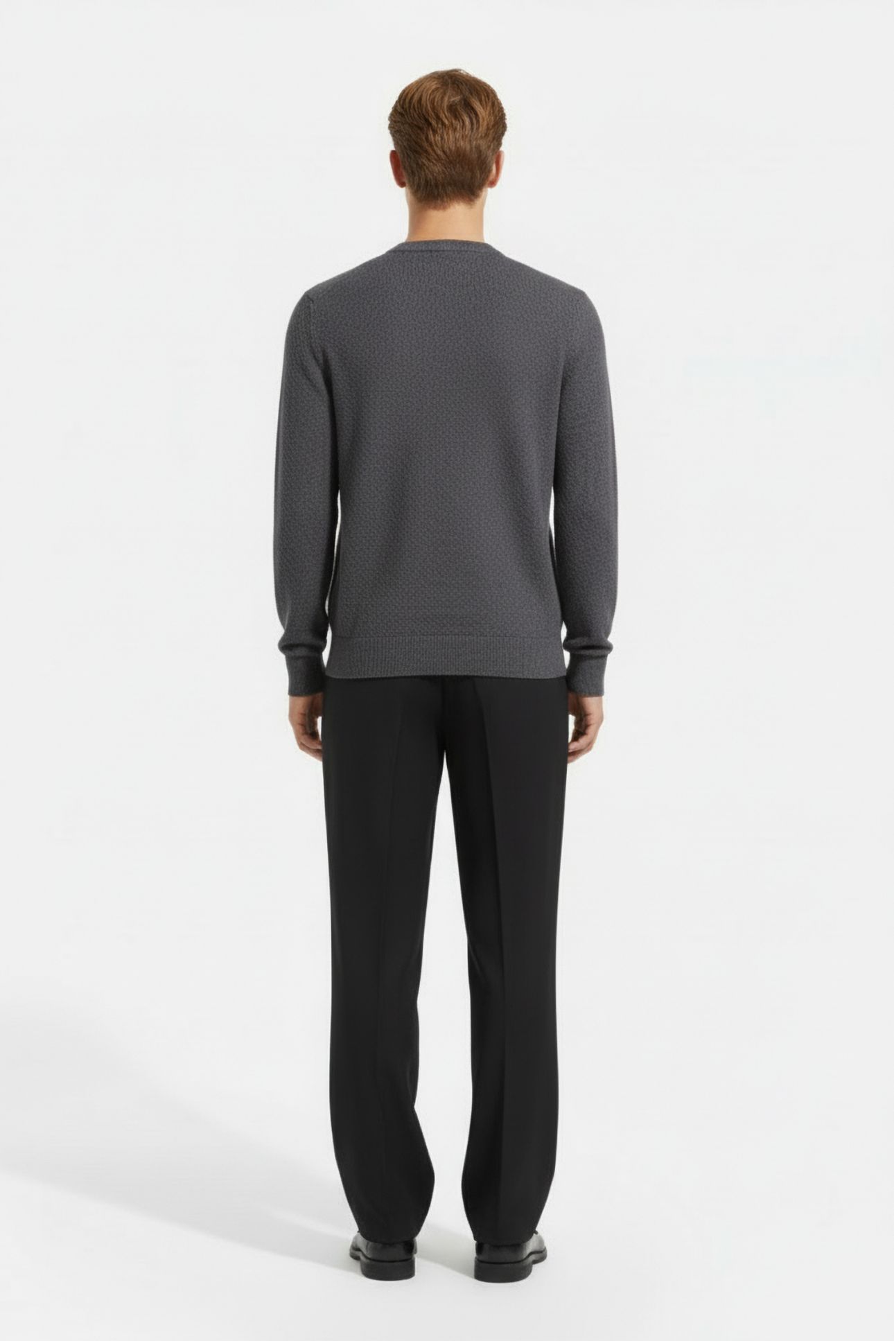 SS NEPS TEXTURE STITCH SWEATER CREW DARK GREY 2