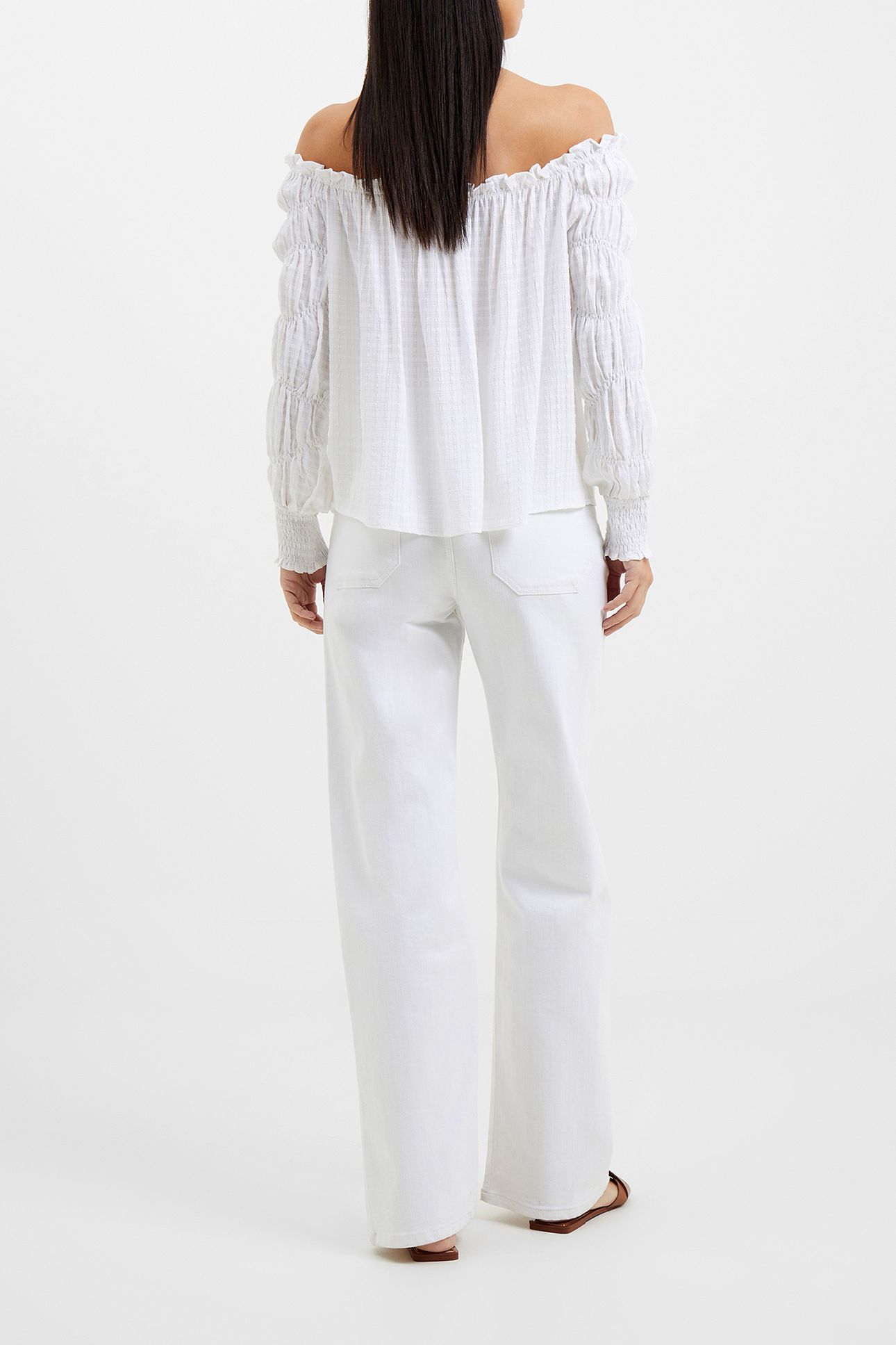 BIRCH SMOCK SLEEVE TOP LINEN WHITE 2