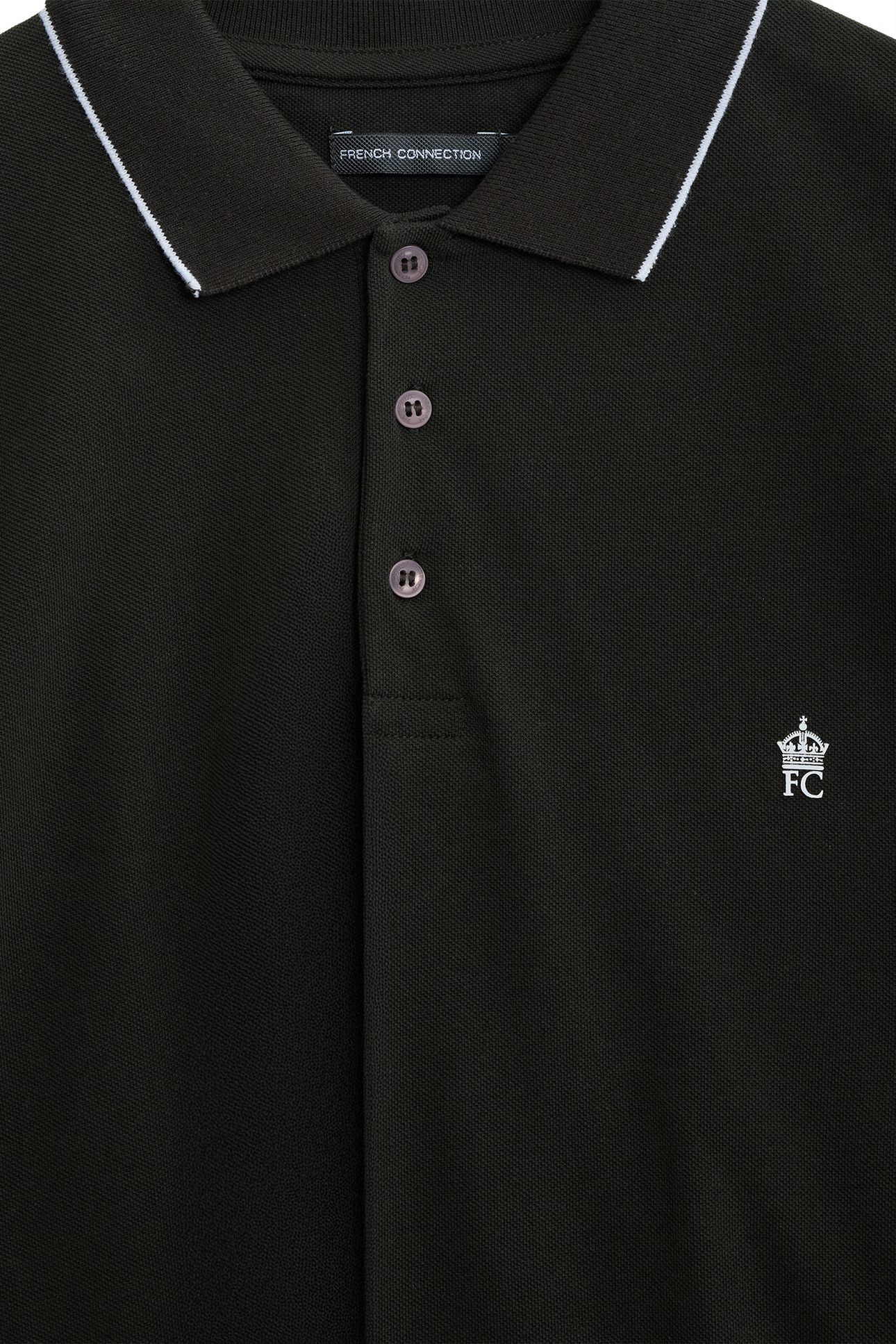 SINGLE TIPPED PIQUE POLO DK GREEN/WHITE 3