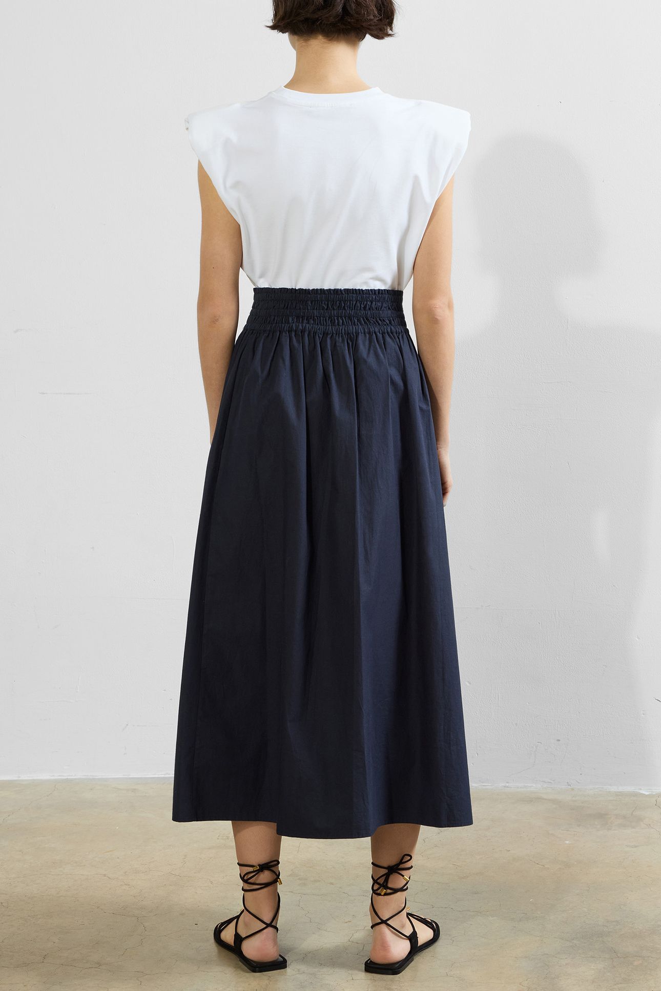 BARLETTA POPLIN SQUARE SKIRT NAVY 2
