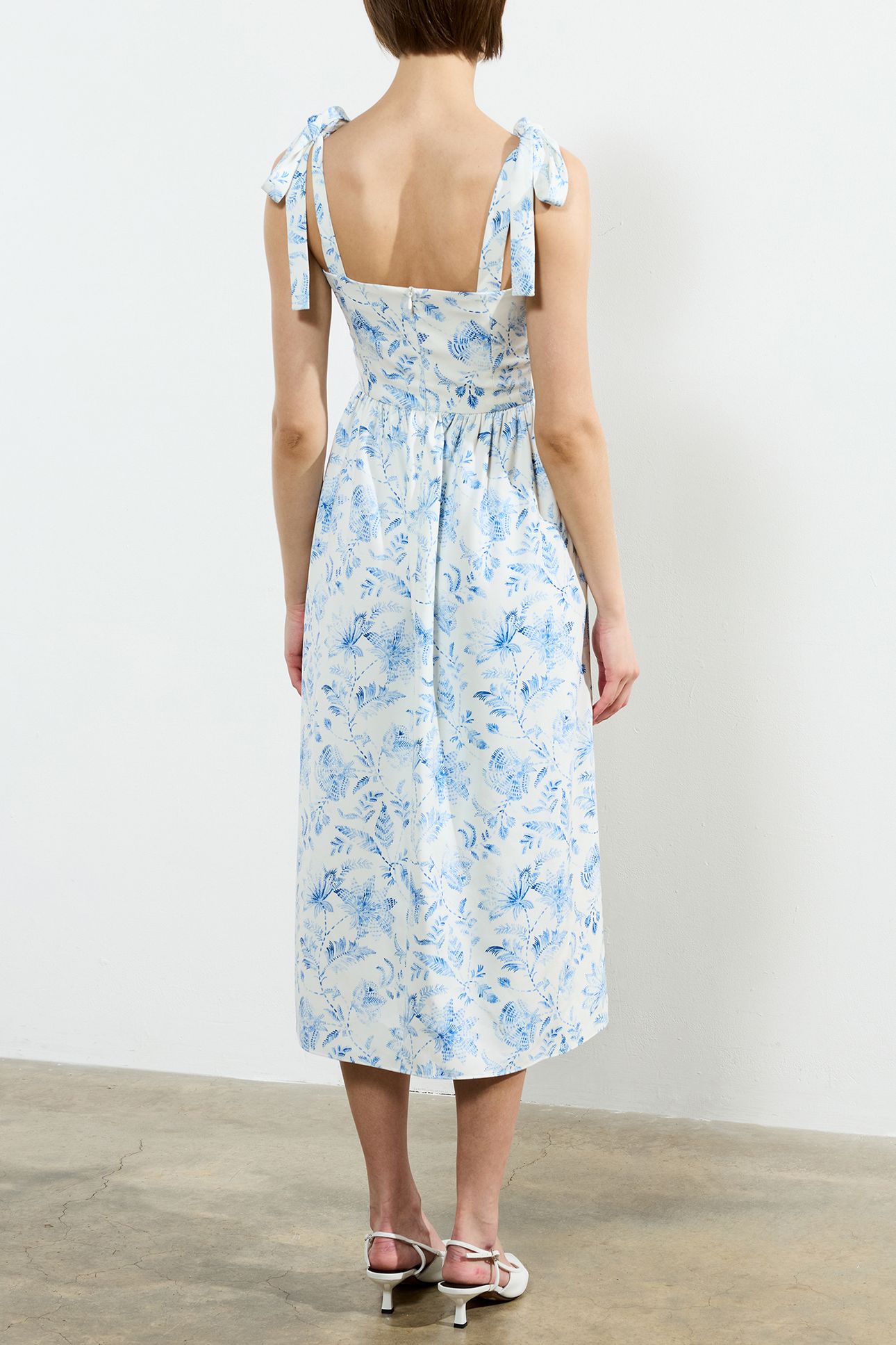 SERENITY DALE CREPE MIDI DRESS CREAM/BLUE 2