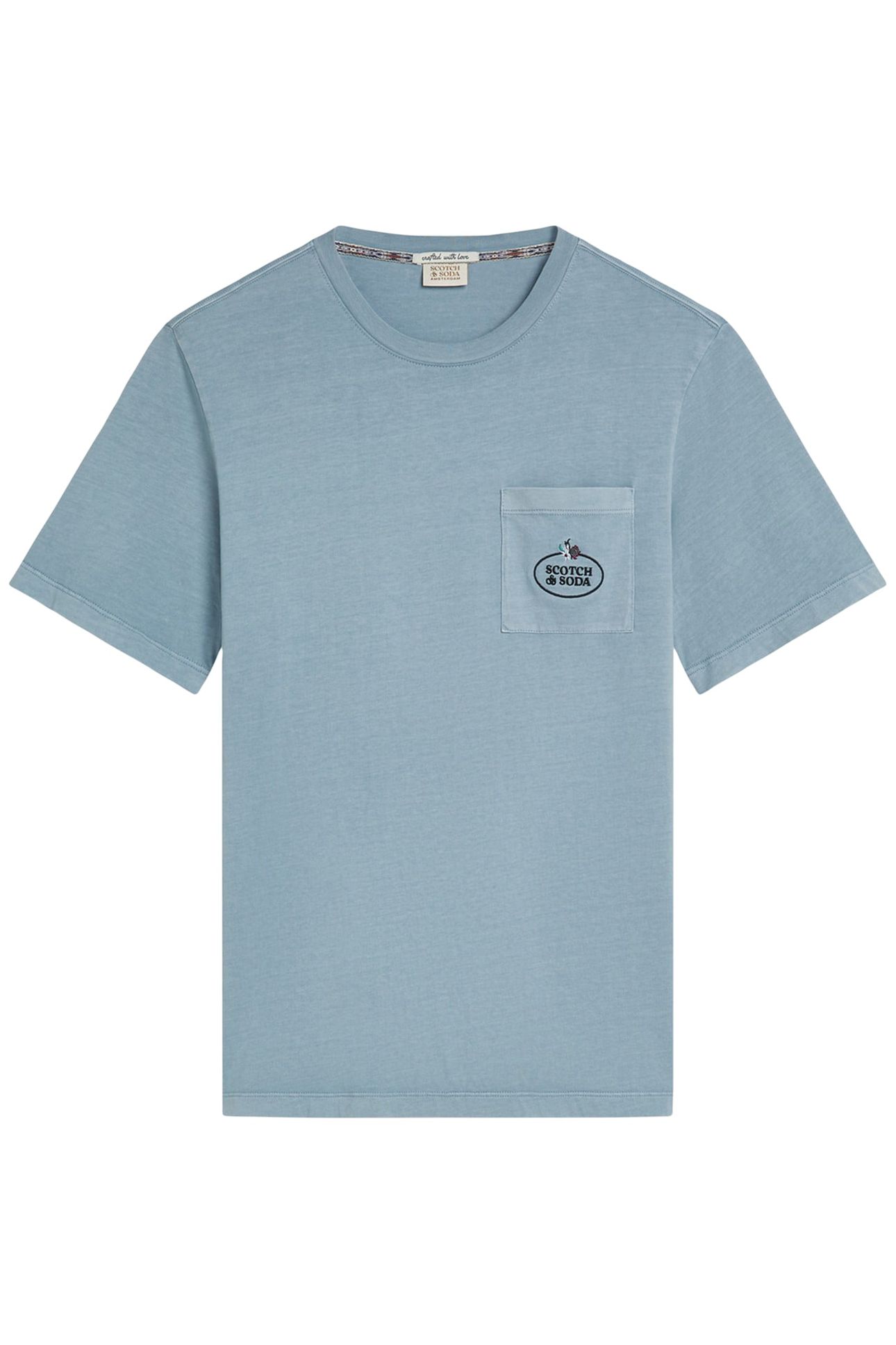 GARMENT DYED SS POCKET TEE FADED DENIM 1