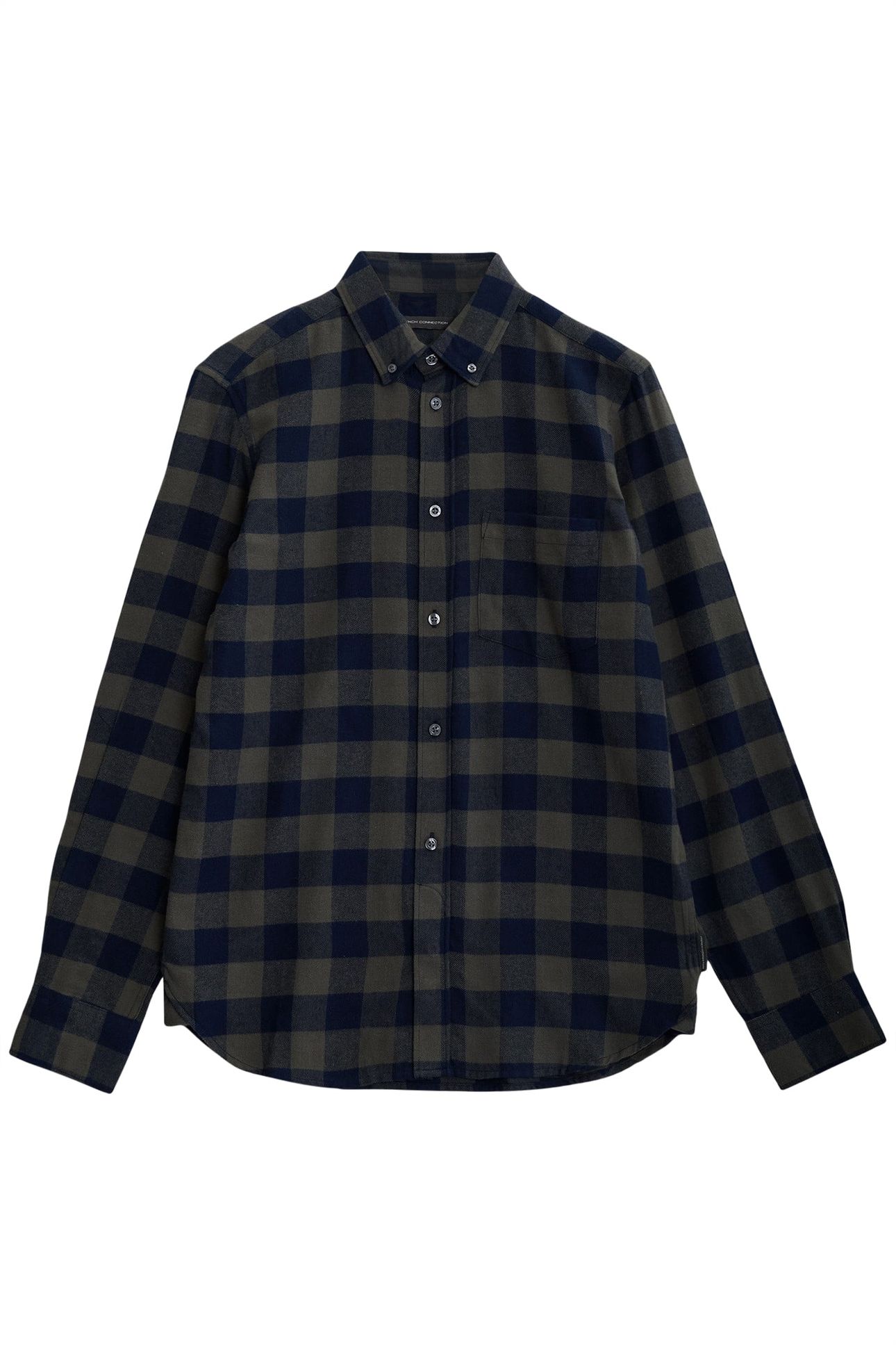 LARGE GINGHAM FLANNEL LS KHAKI/MARINE 1
