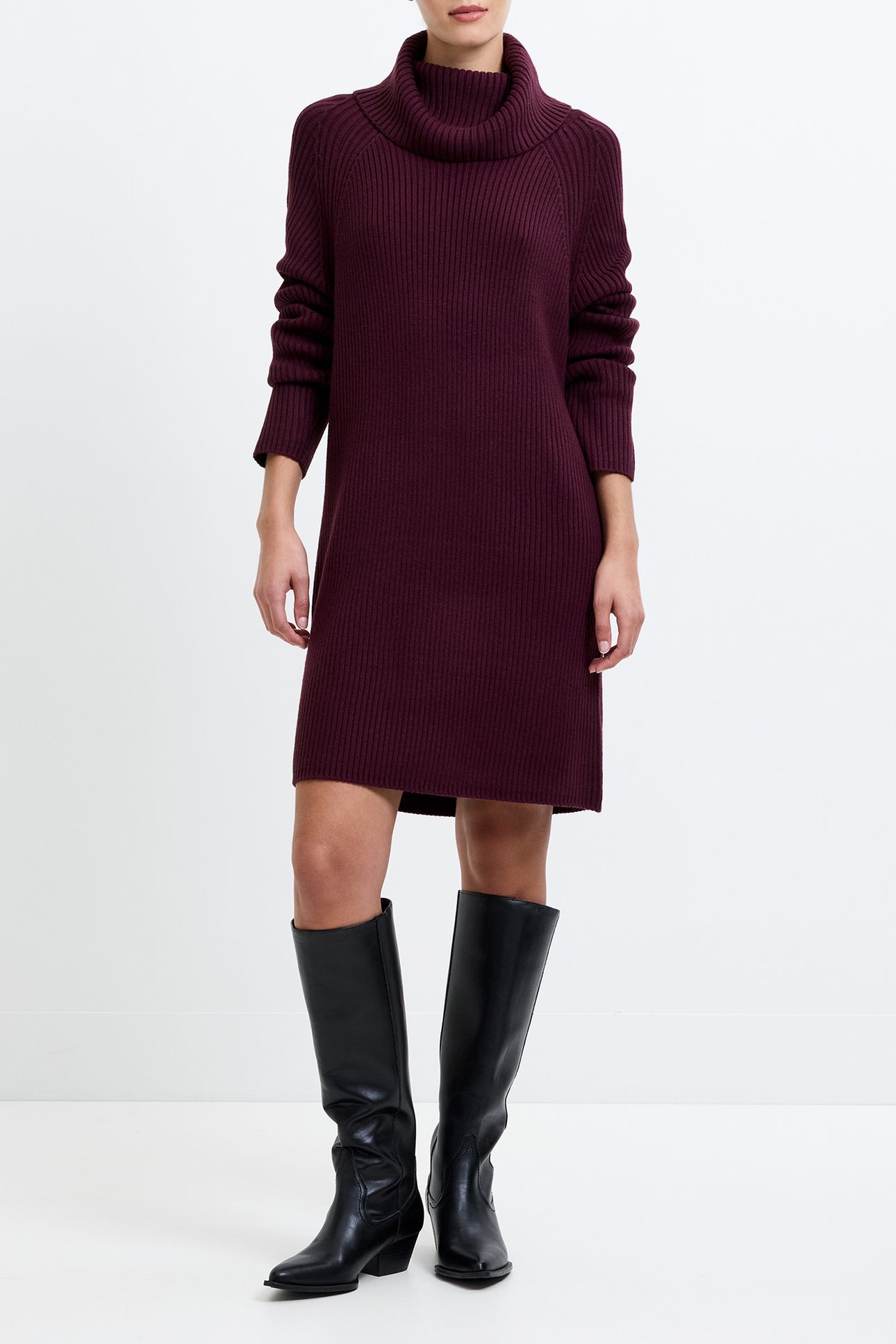 BABYSOFT RIBBED DRESS BURGUNDY RED 2