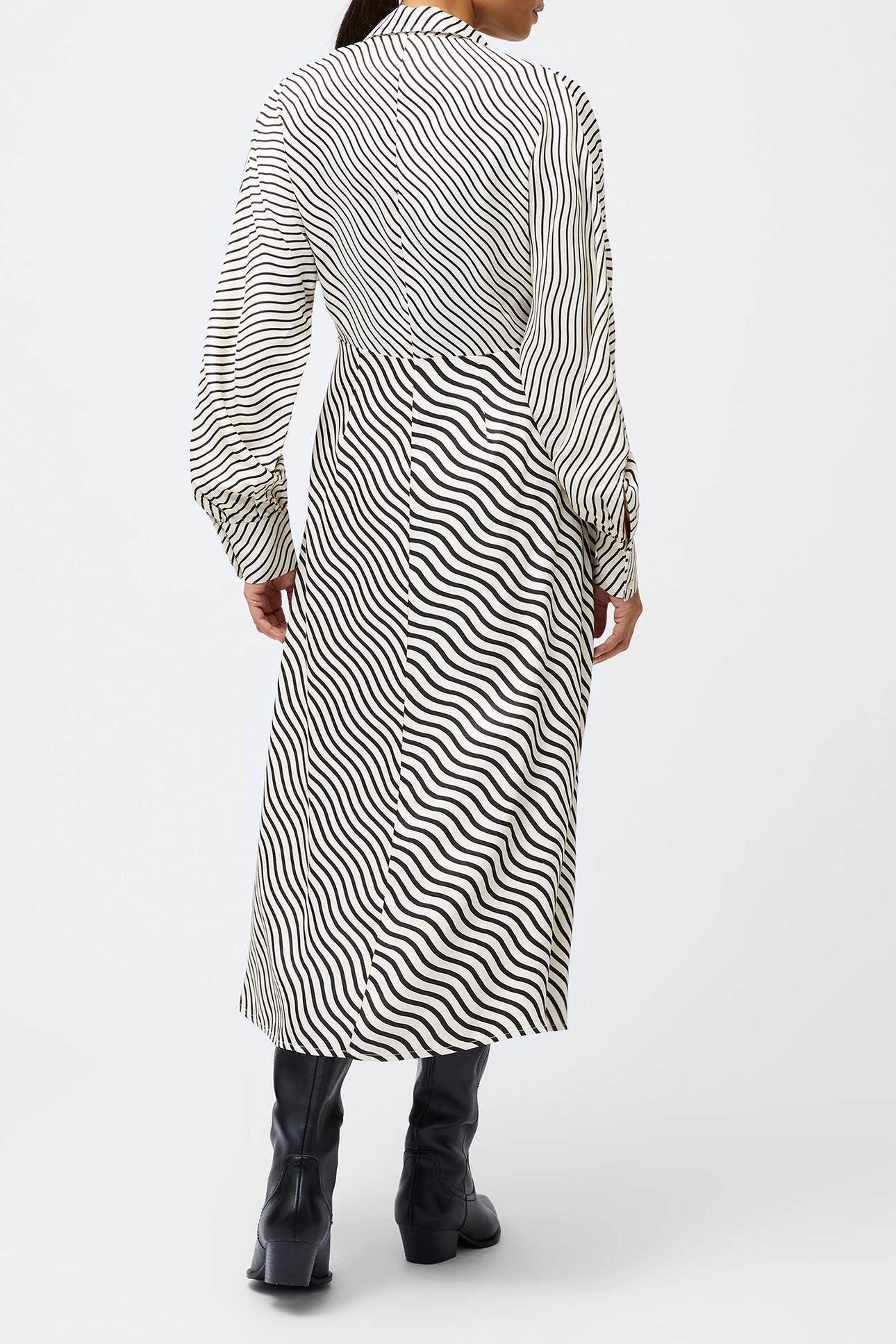 CANDICE SATIN STRIPE MIDI DRESS BLACK/CREAM 2