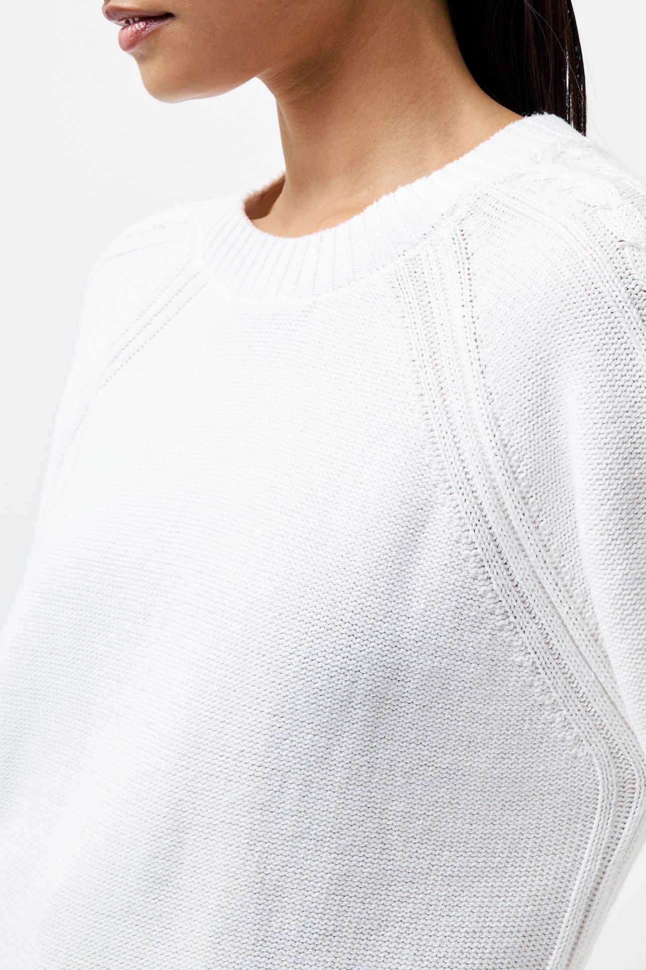 LILY CABLE SLV JUMPER LINEN WHITE 4