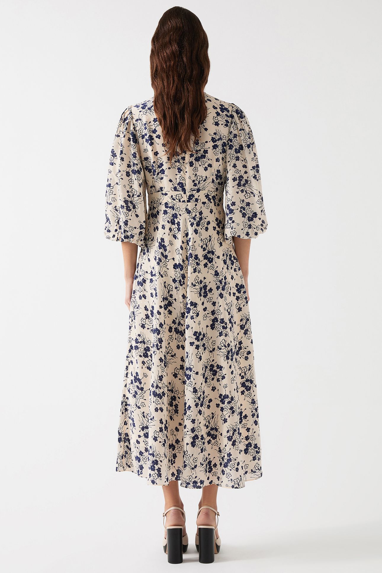DR LOIS FULL SLEEVE DRESS CREAM/BLUE 3