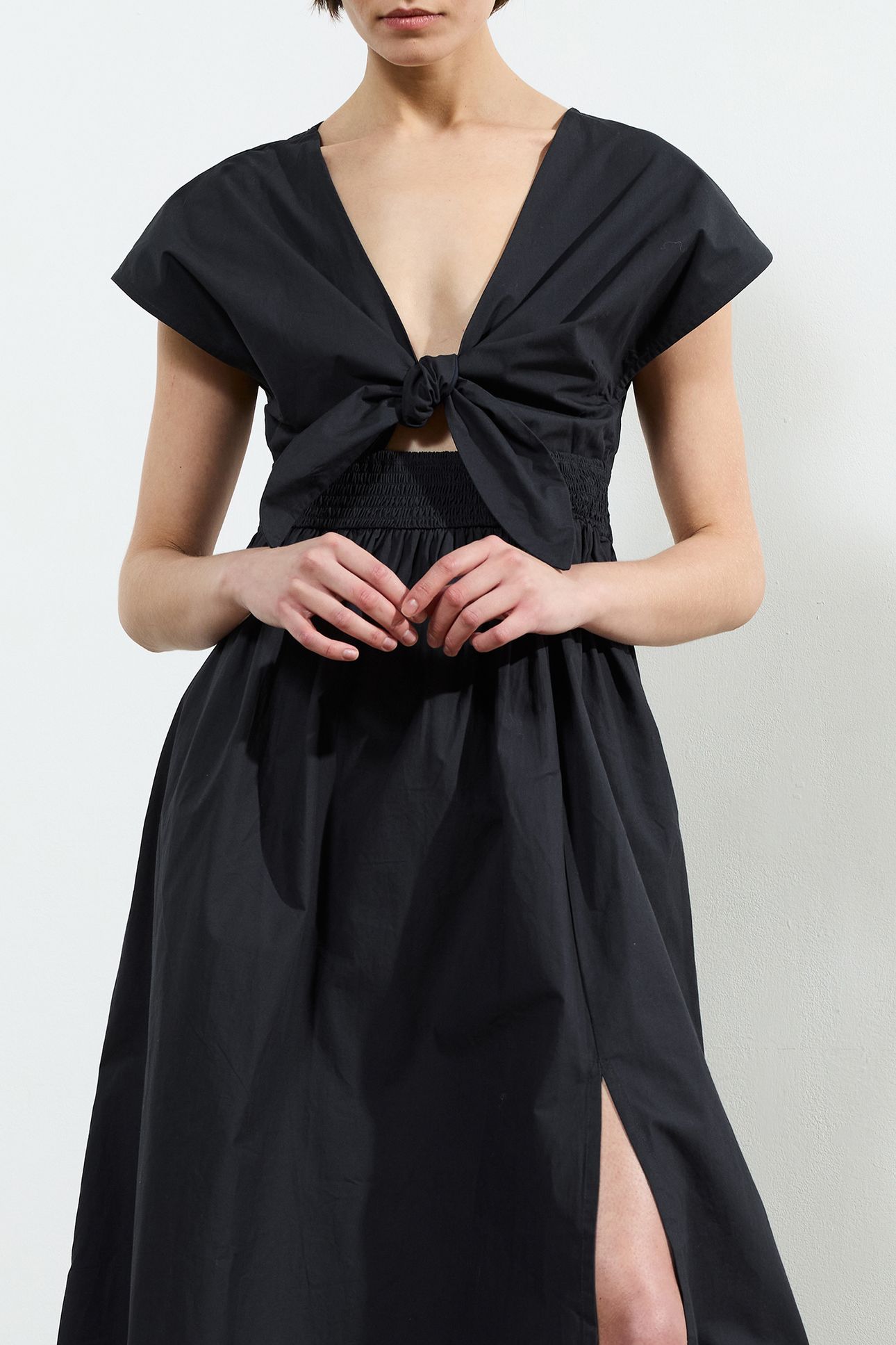 BARLETTA POPLIN TIE MIDI DRESSS NAVY 3