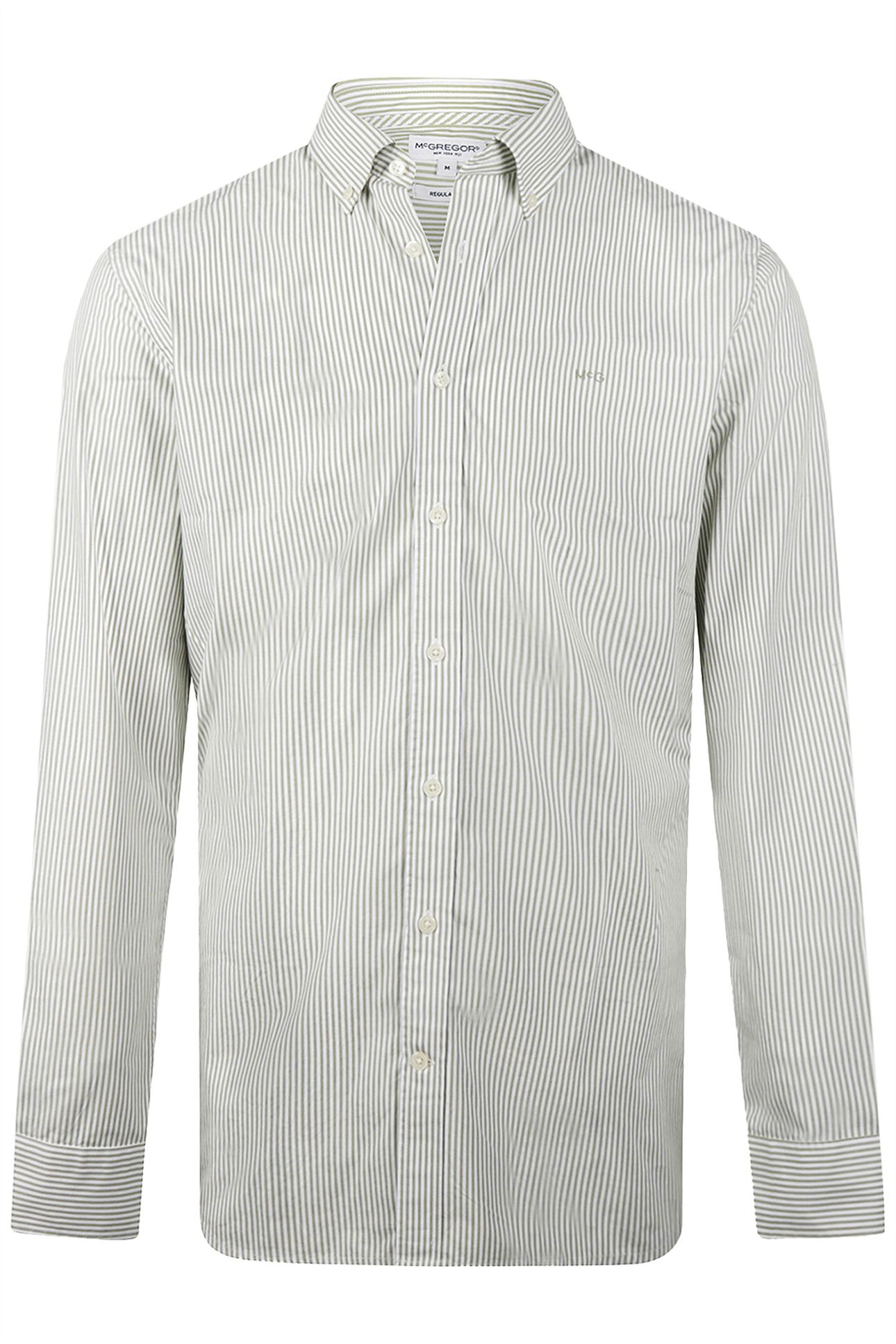 POPLIN STRIPE PEACHED SHIRT MOSS GREEN 4