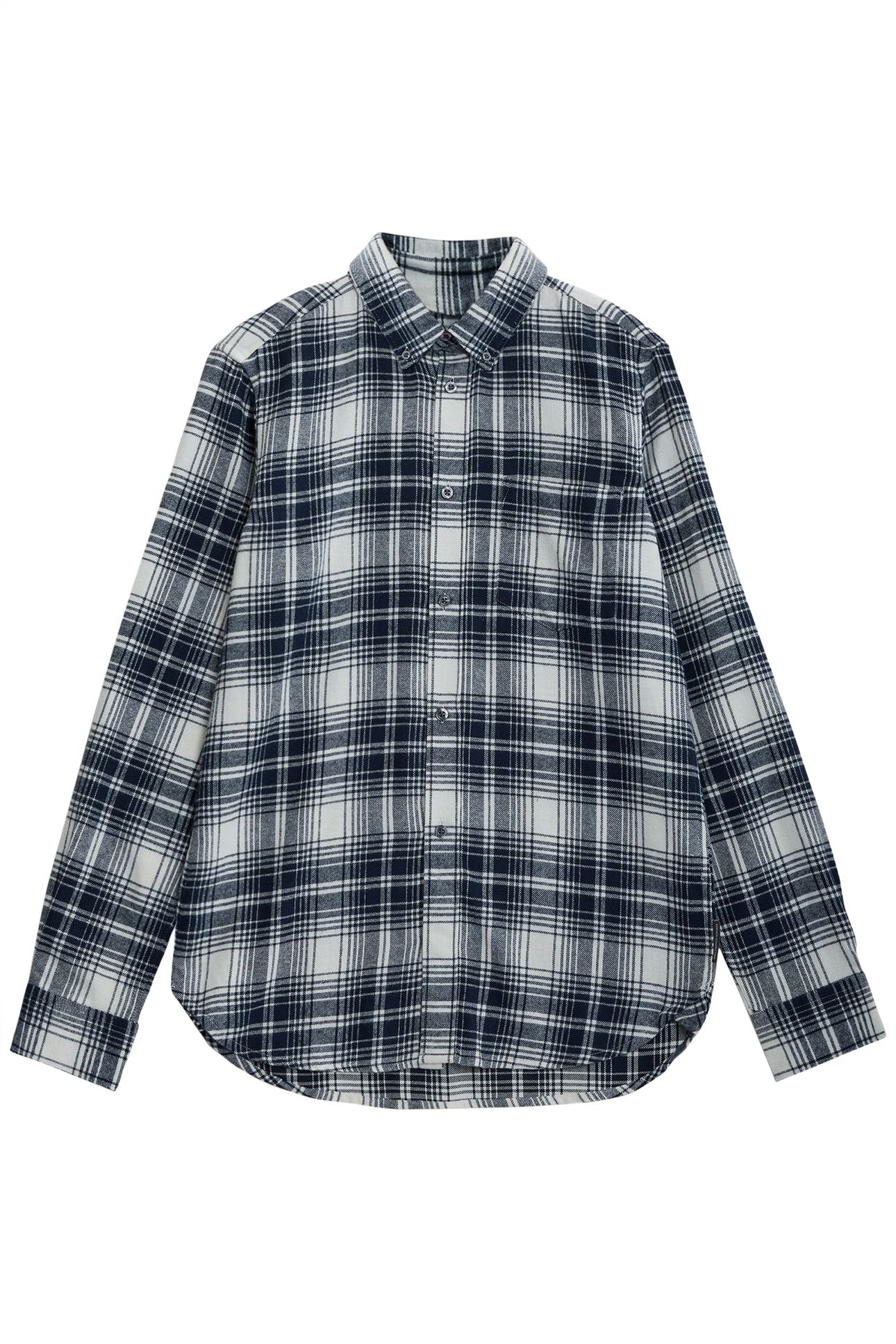 SCOT FLANNEL LS ECRU/MARINE 1