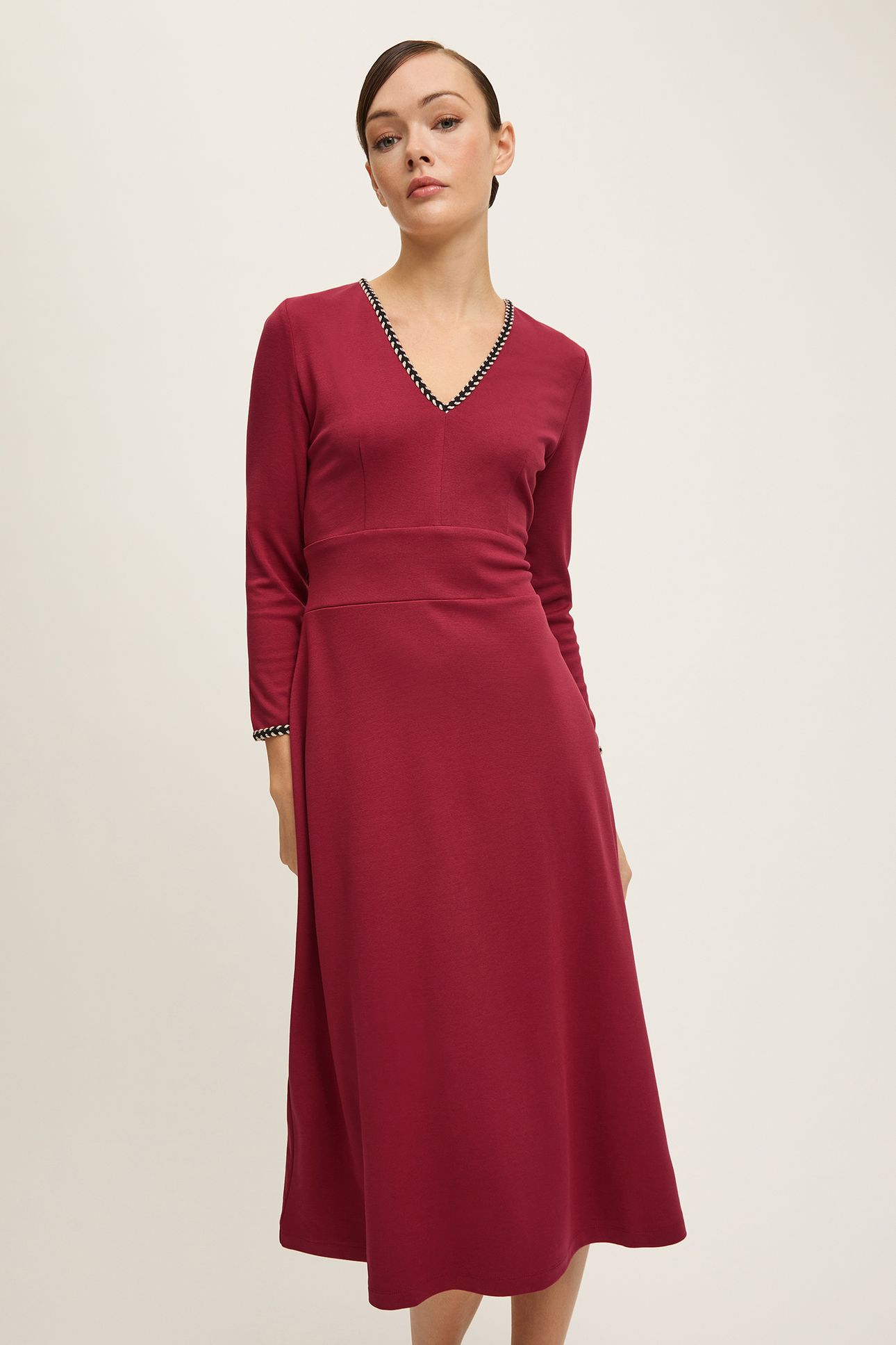 DR ASTRID PONTE DRESS DARK RED 1