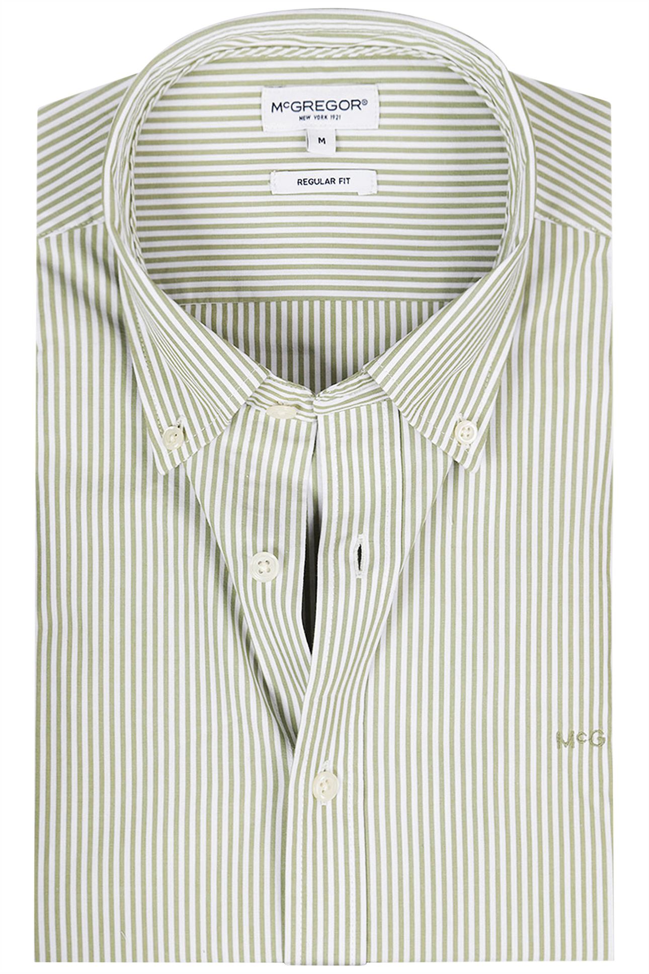 POPLIN STRIPE PEACHED SHIRT MOSS GREEN 6