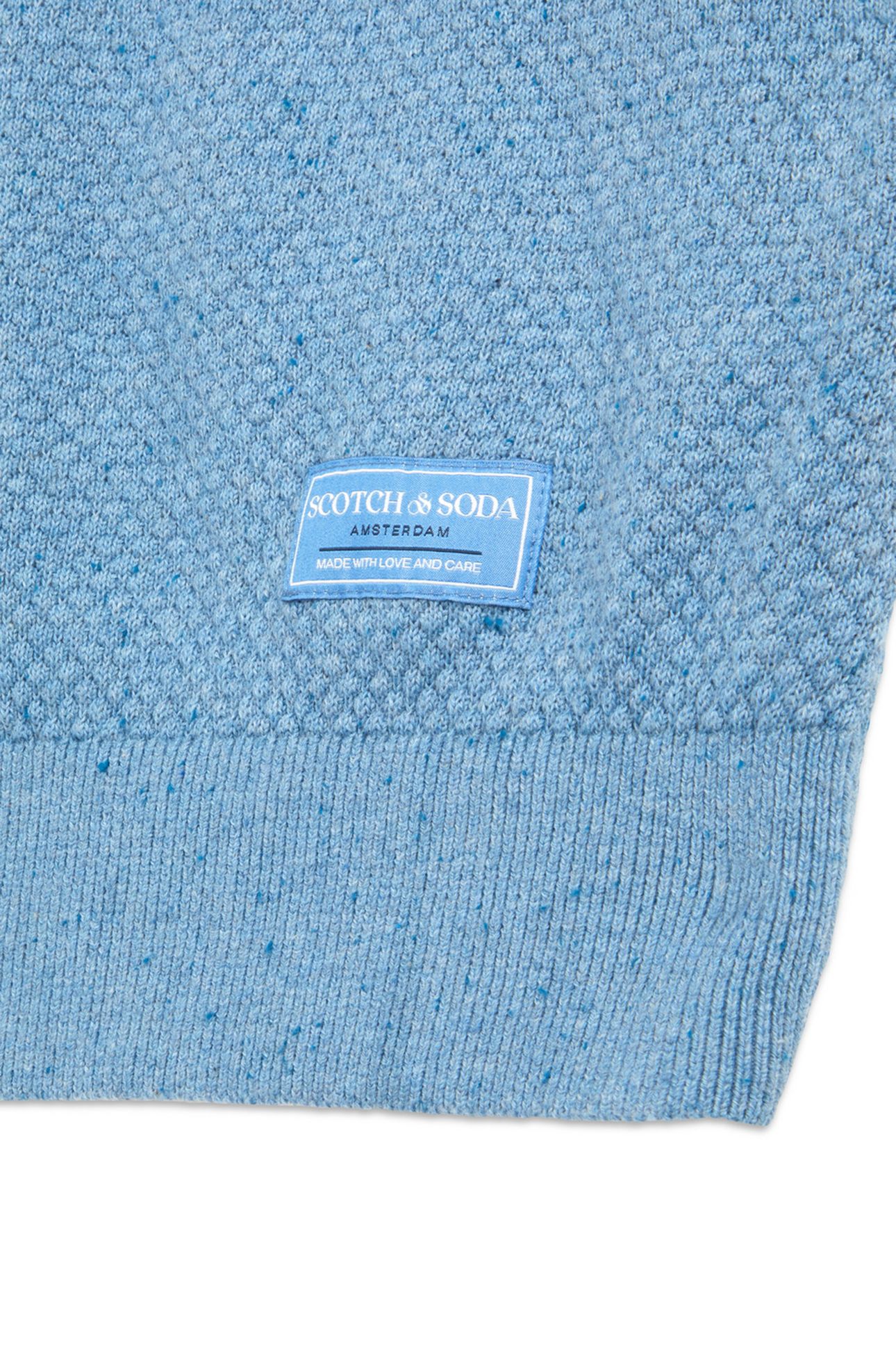 SS NEPS TEXTURE STITCH POLO SWEATER SKY/PEWTER 3