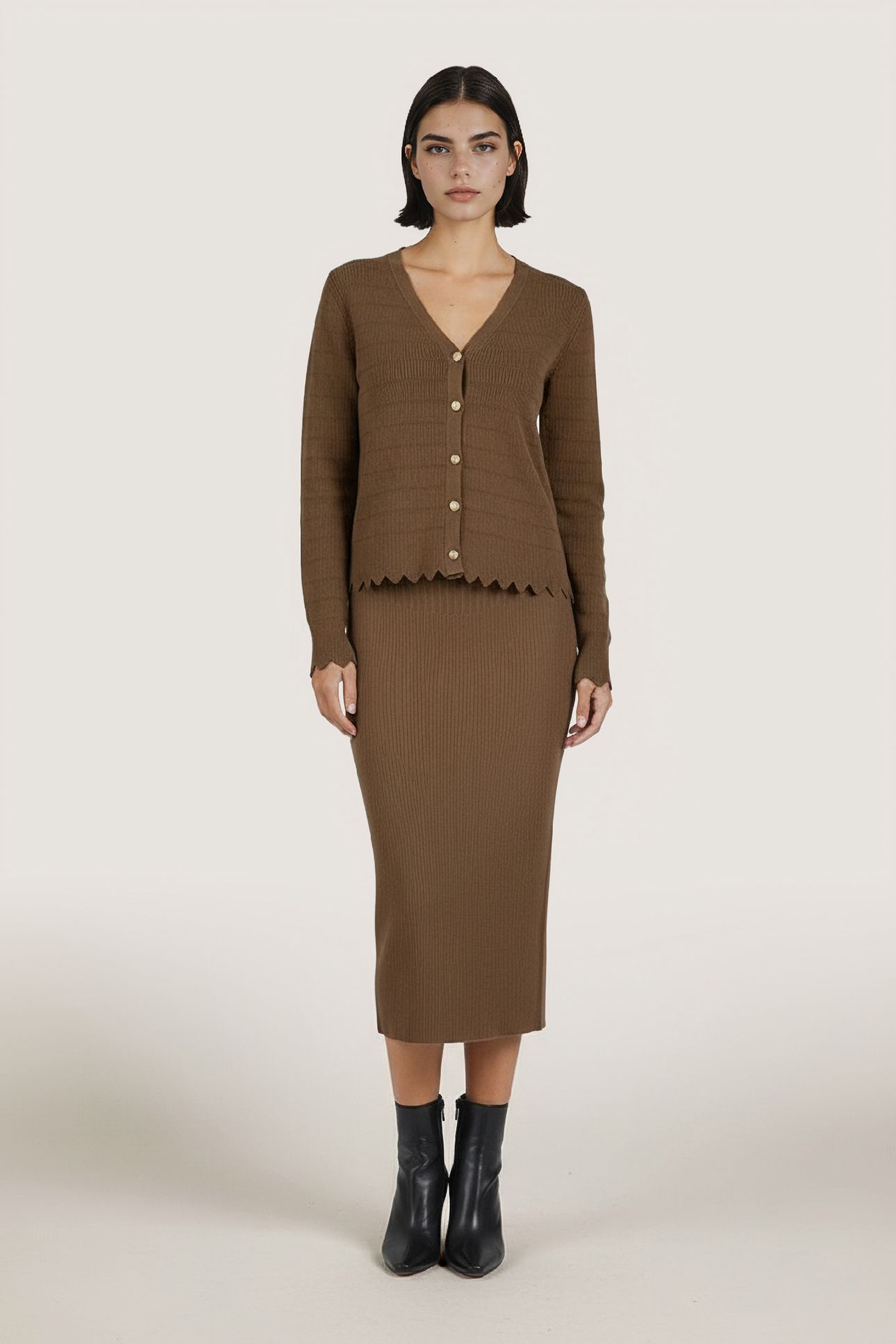 CARDIGAN SHORT FANCY KNIT ARMY GREEN 2