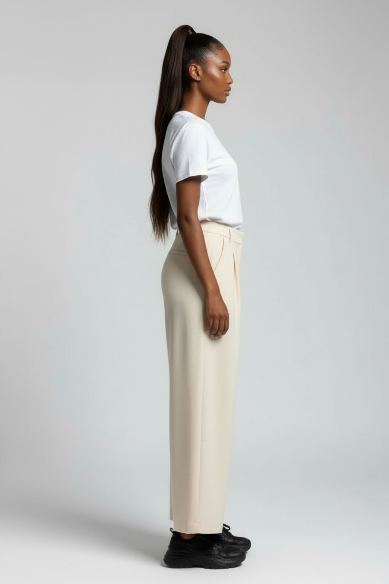 SLEEK TAILORED WIDE LEG SUIT TROUSERS CLASSIC CREAM 3