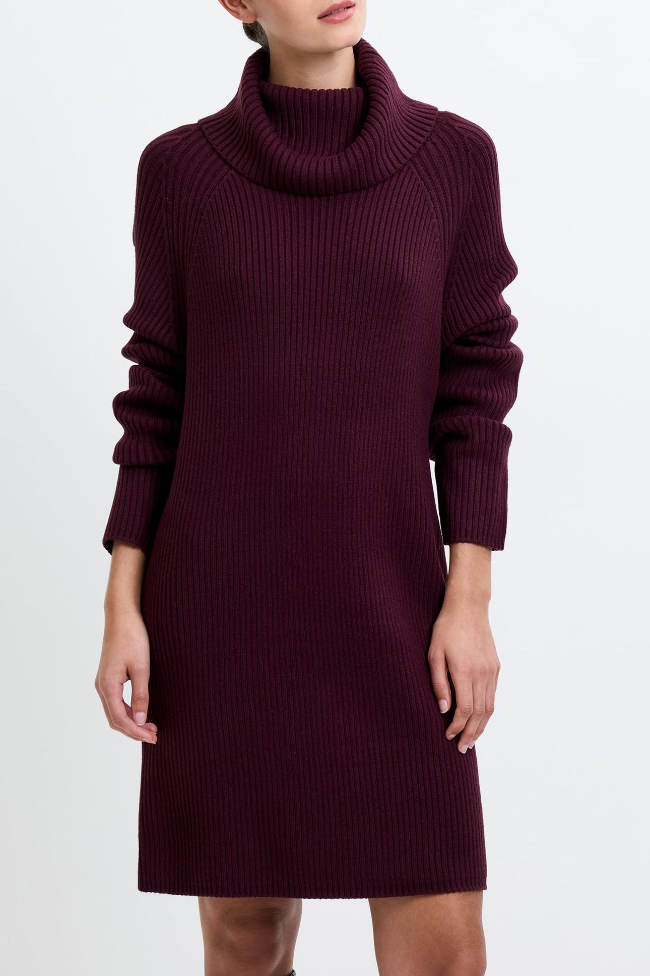 BABYSOFT RIBBED DRESS BURGUNDY RED 1