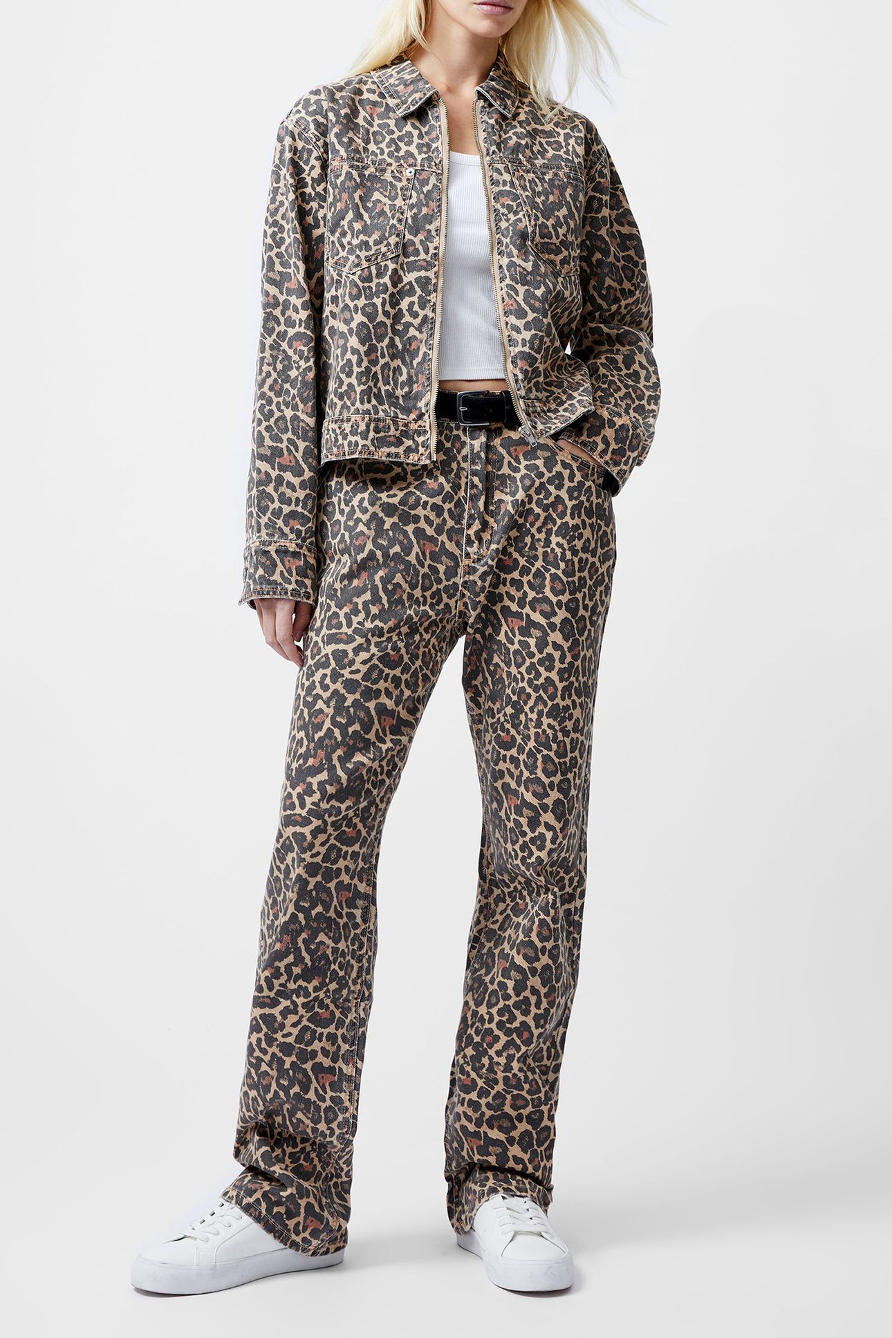 CHARLIE PRINTED DENIM JACKET LEOPARD SAND MULTI 1
